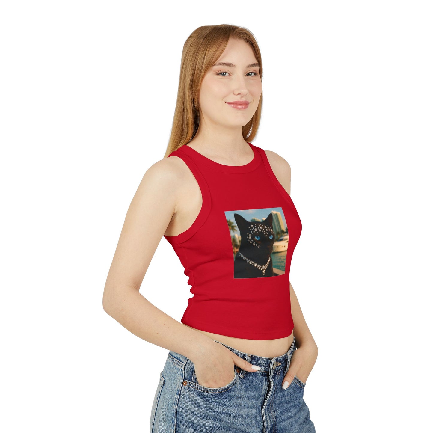 Tank Top - Miami Classy Art Cat Miami Vibes Expensive Cat Lifestyle