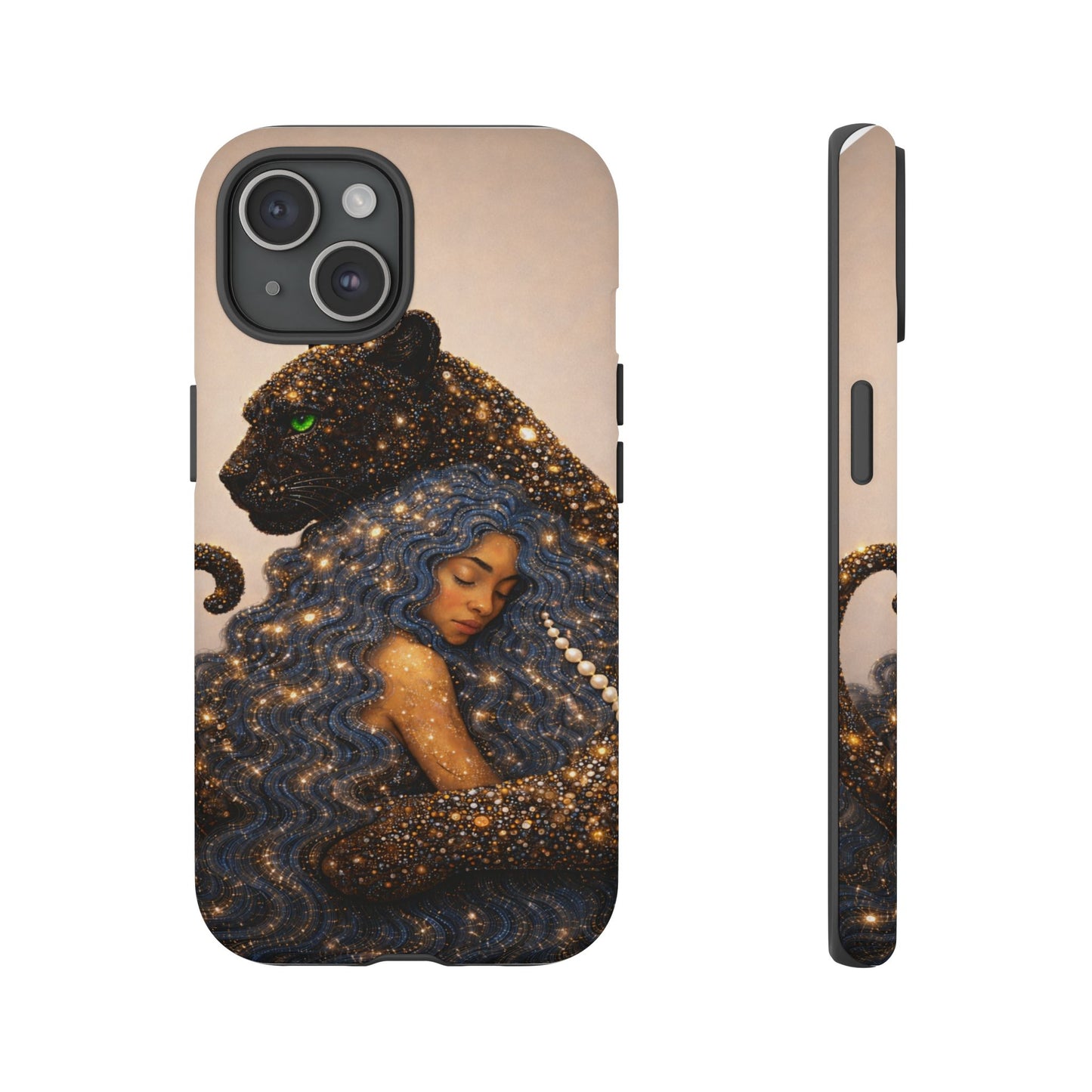 Leopard Portrait Tough Phone Case — Blue Jaguar Art Protective Cover