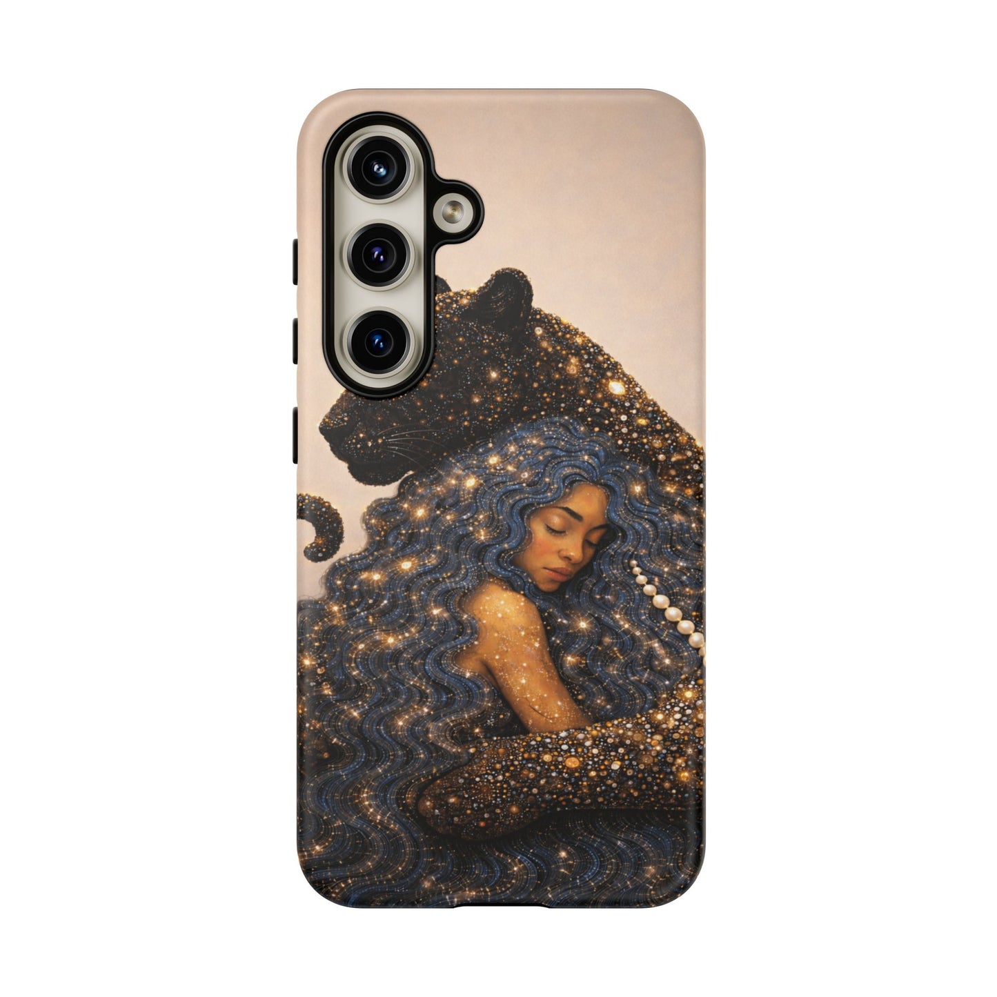 Leopard Portrait Tough Phone Case — Blue Jaguar Art Protective Cover