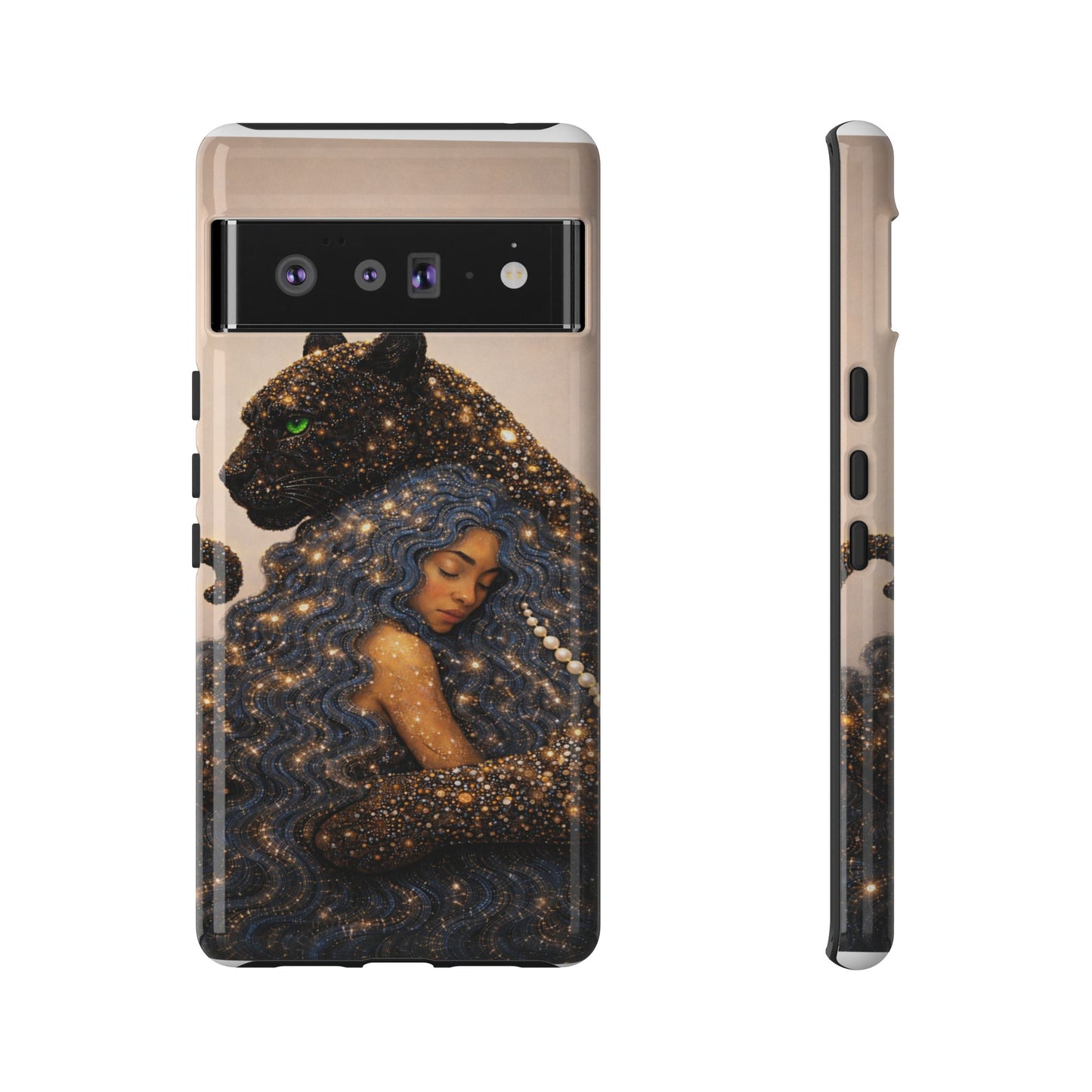 Leopard Portrait Tough Phone Case — Blue Jaguar Art Protective Cover
