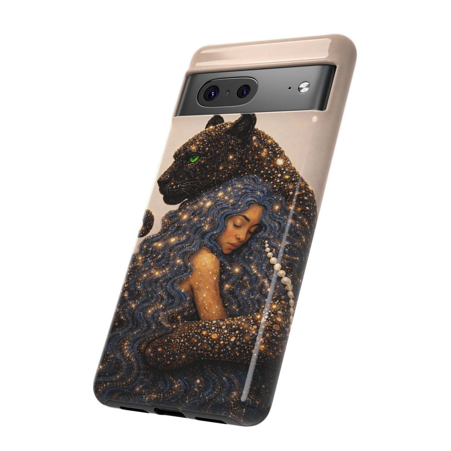 Leopard Portrait Tough Phone Case — Blue Jaguar Art Protective Cover