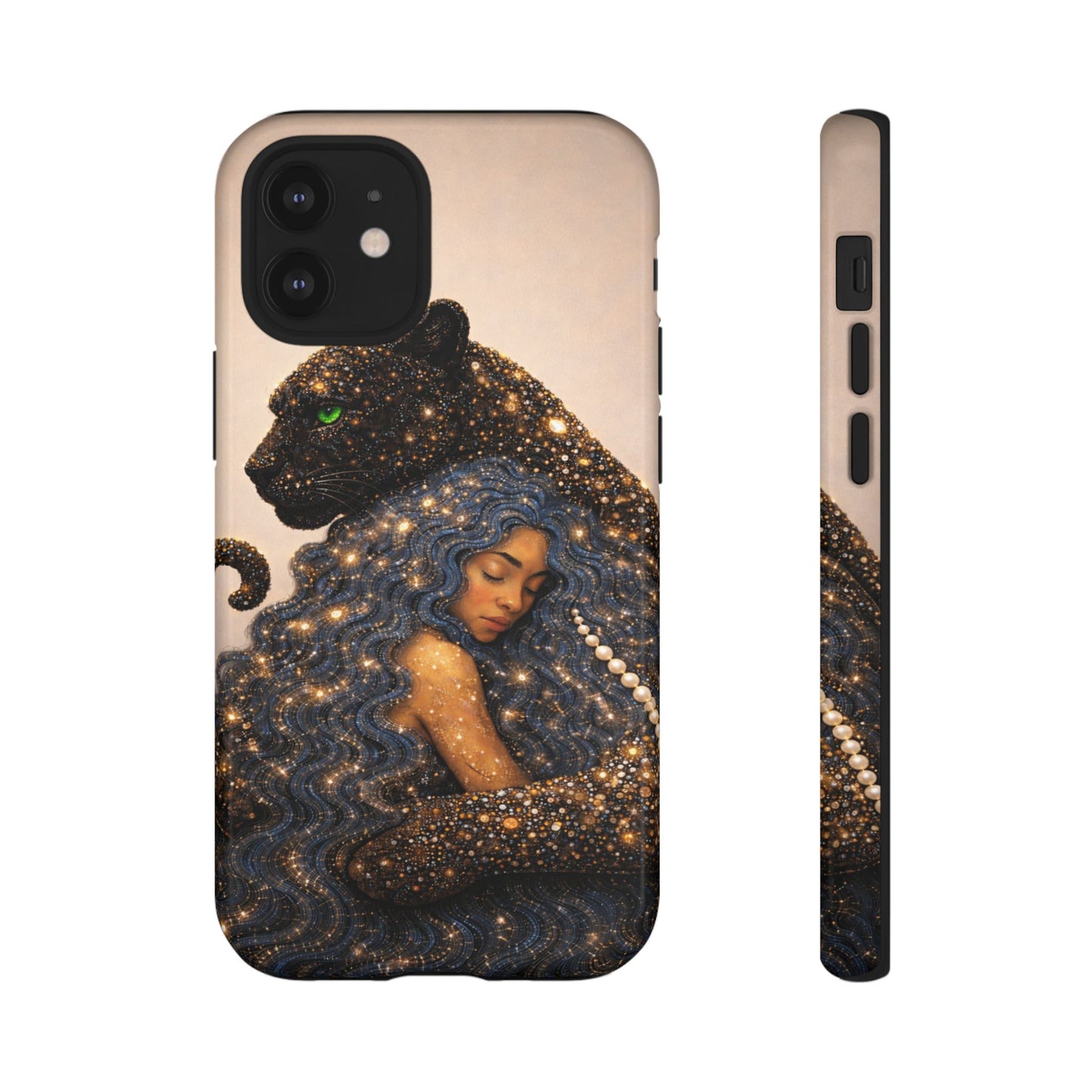 Leopard Portrait Tough Phone Case — Blue Jaguar Art Protective Cover