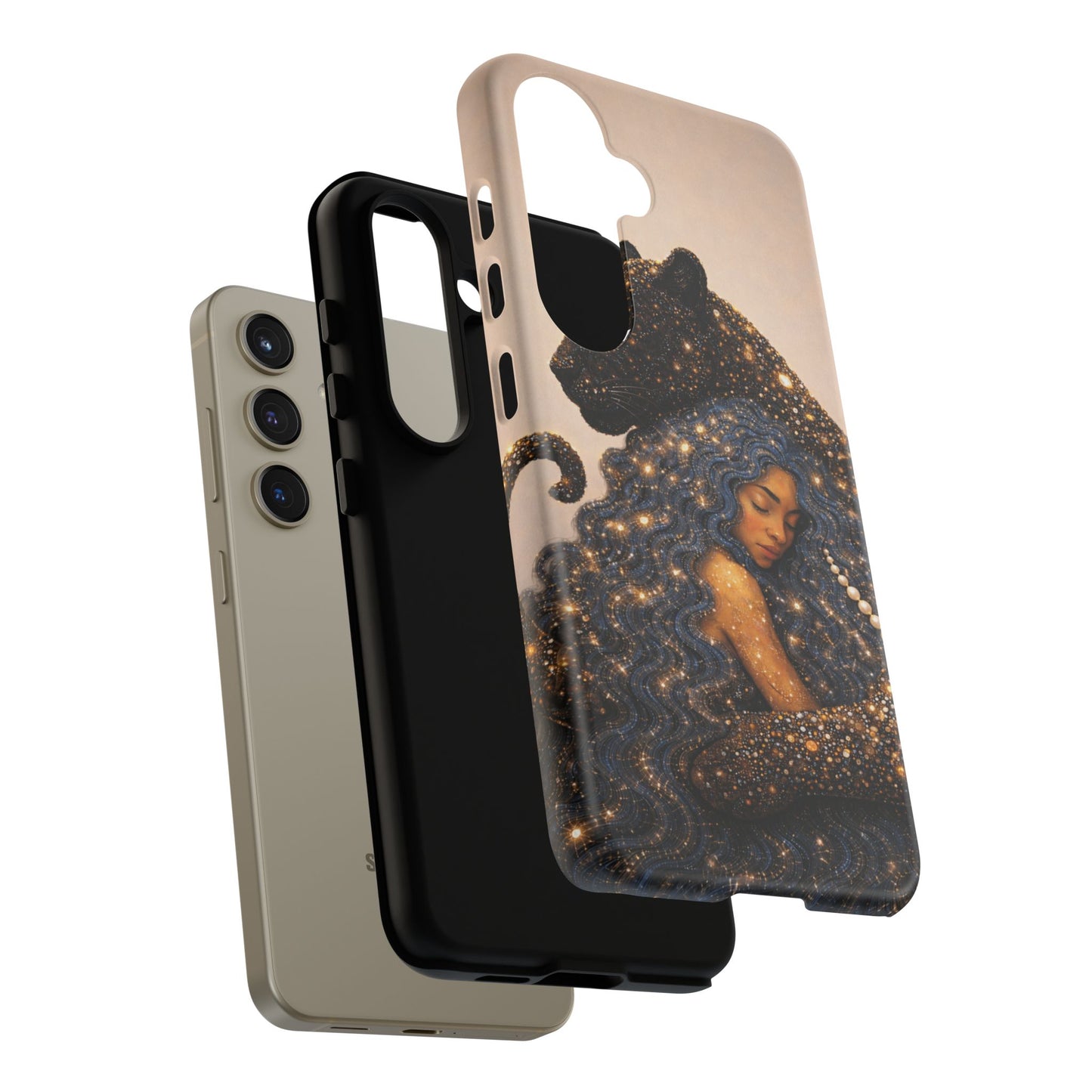 Leopard Portrait Tough Phone Case — Blue Jaguar Art Protective Cover