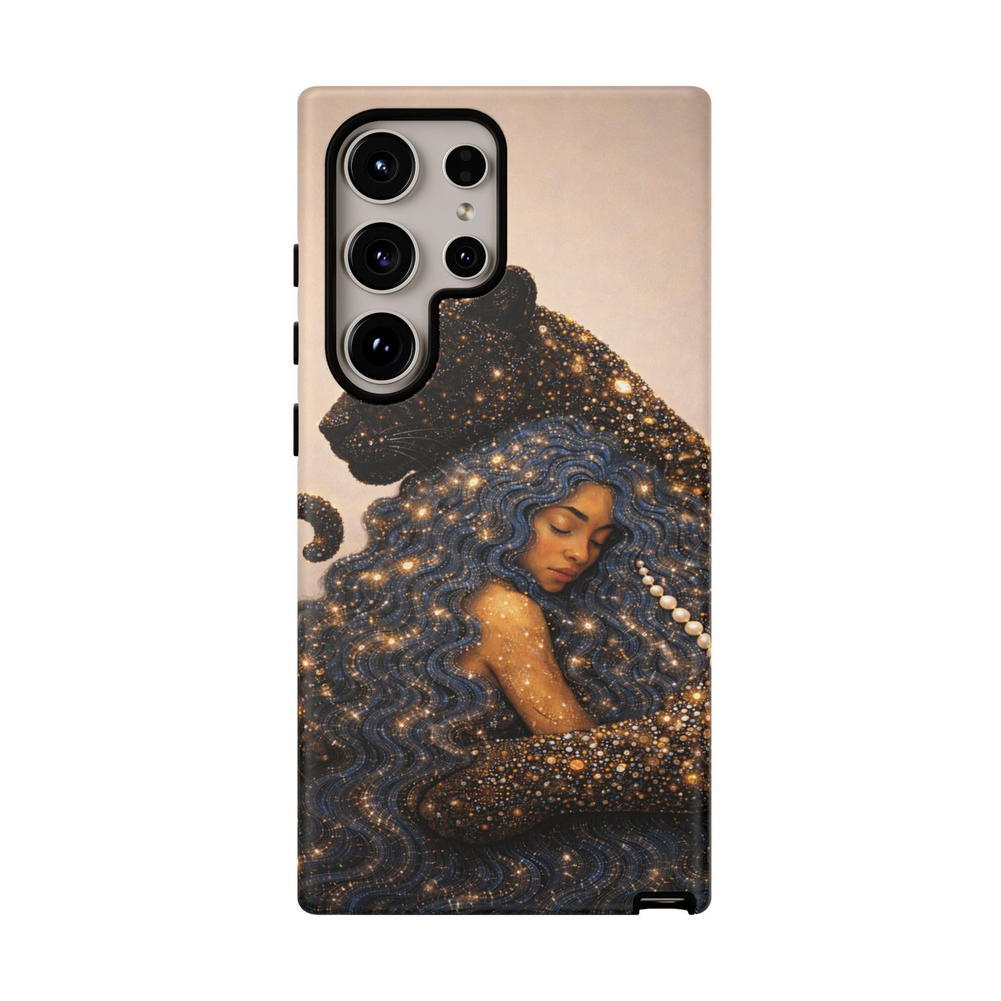 Leopard Portrait Tough Phone Case — Blue Jaguar Art Protective Cover