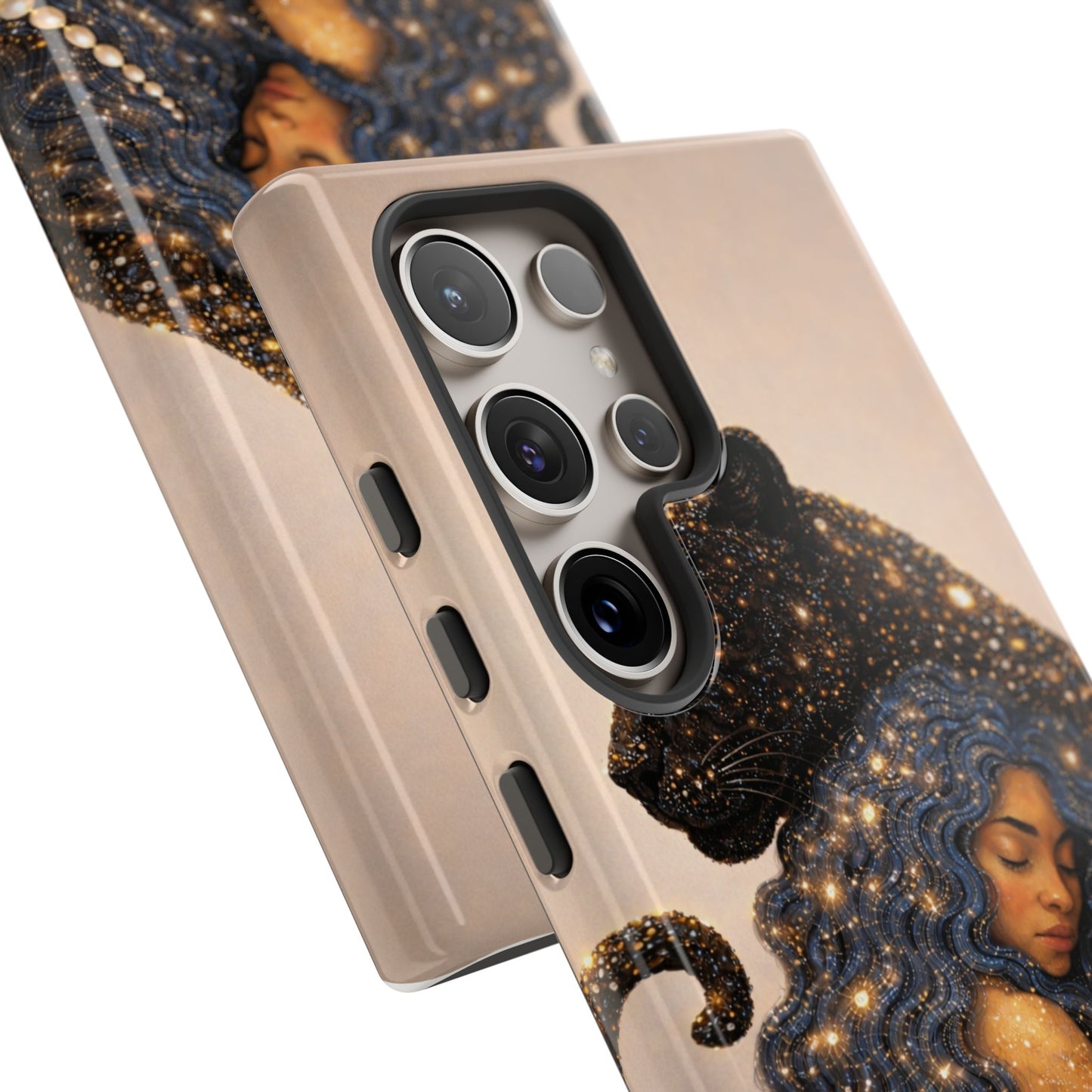 Leopard Portrait Tough Phone Case — Blue Jaguar Art Protective Cover