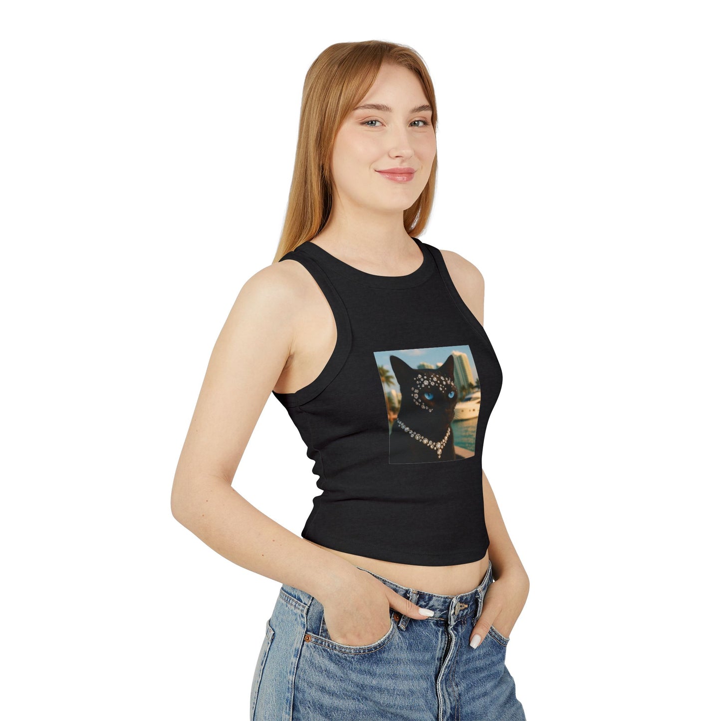 Tank Top - Miami Classy Art Cat Miami Vibes Expensive Cat Lifestyle