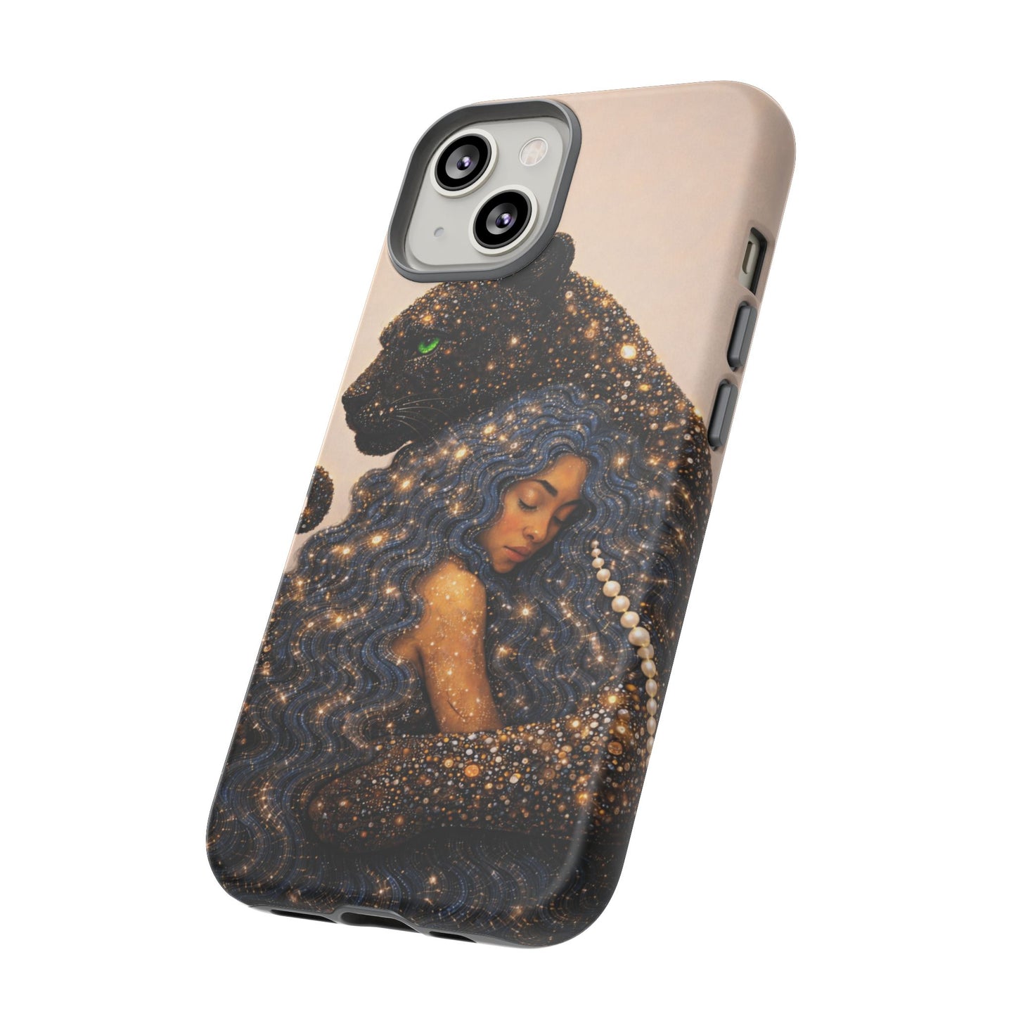 Leopard Portrait Tough Phone Case — Blue Jaguar Art Protective Cover