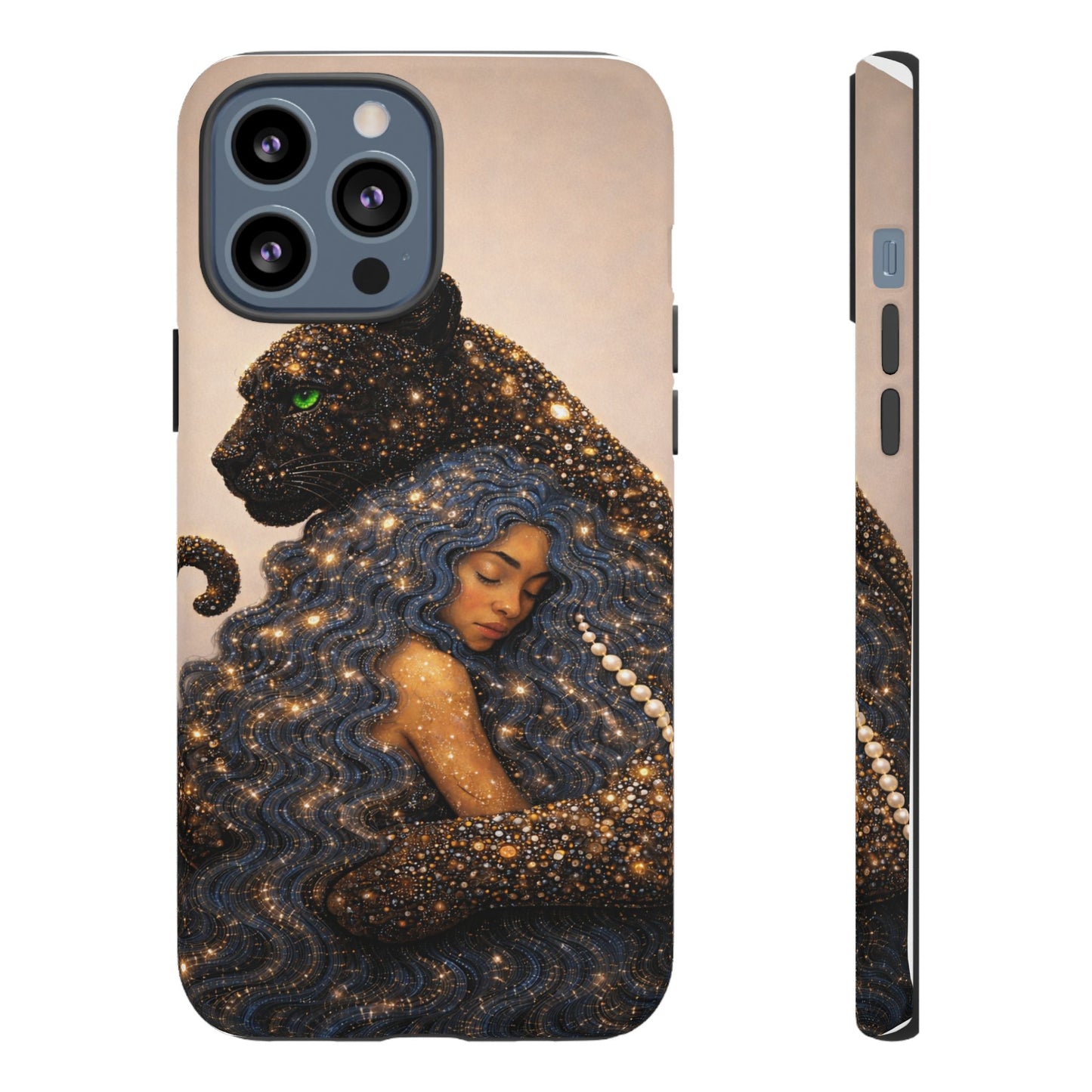 Leopard Portrait Tough Phone Case — Blue Jaguar Art Protective Cover