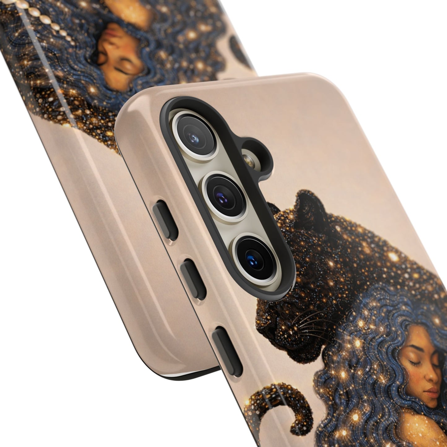 Leopard Portrait Tough Phone Case — Blue Jaguar Art Protective Cover