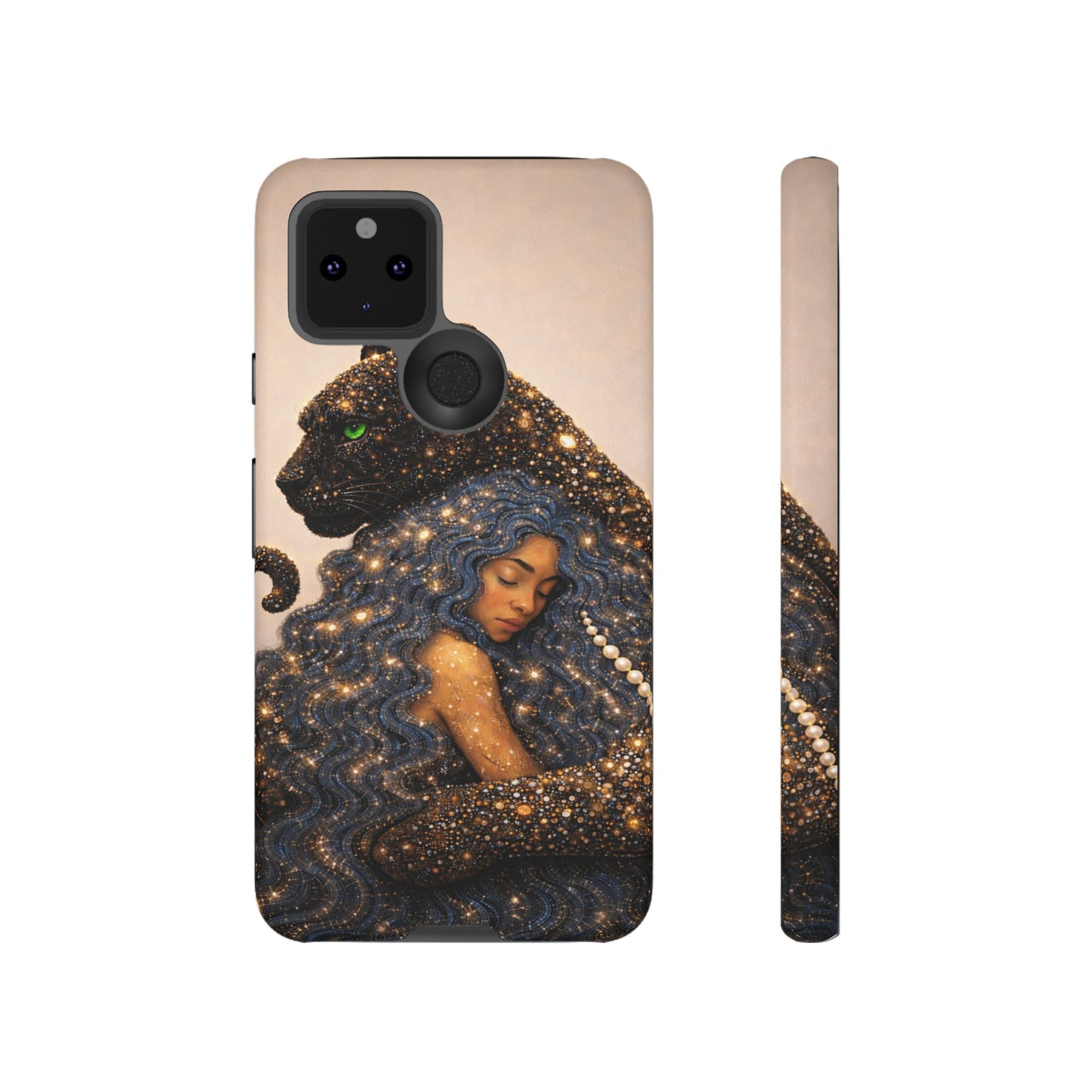 Leopard Portrait Tough Phone Case — Blue Jaguar Art Protective Cover