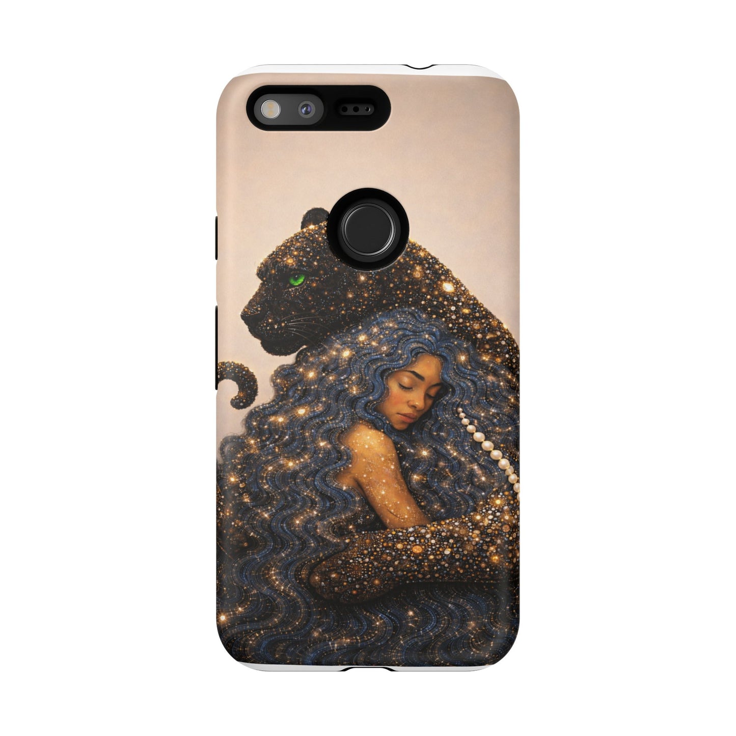 Leopard Portrait Tough Phone Case — Blue Jaguar Art Protective Cover