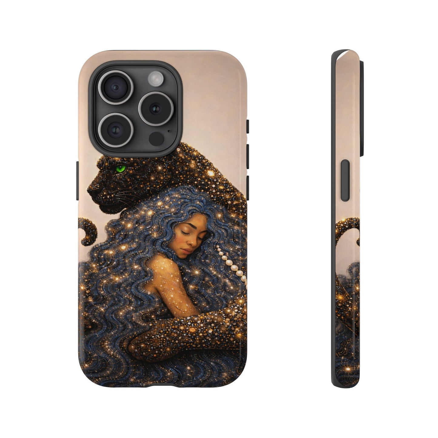 Leopard Portrait Tough Phone Case — Blue Jaguar Art Protective Cover