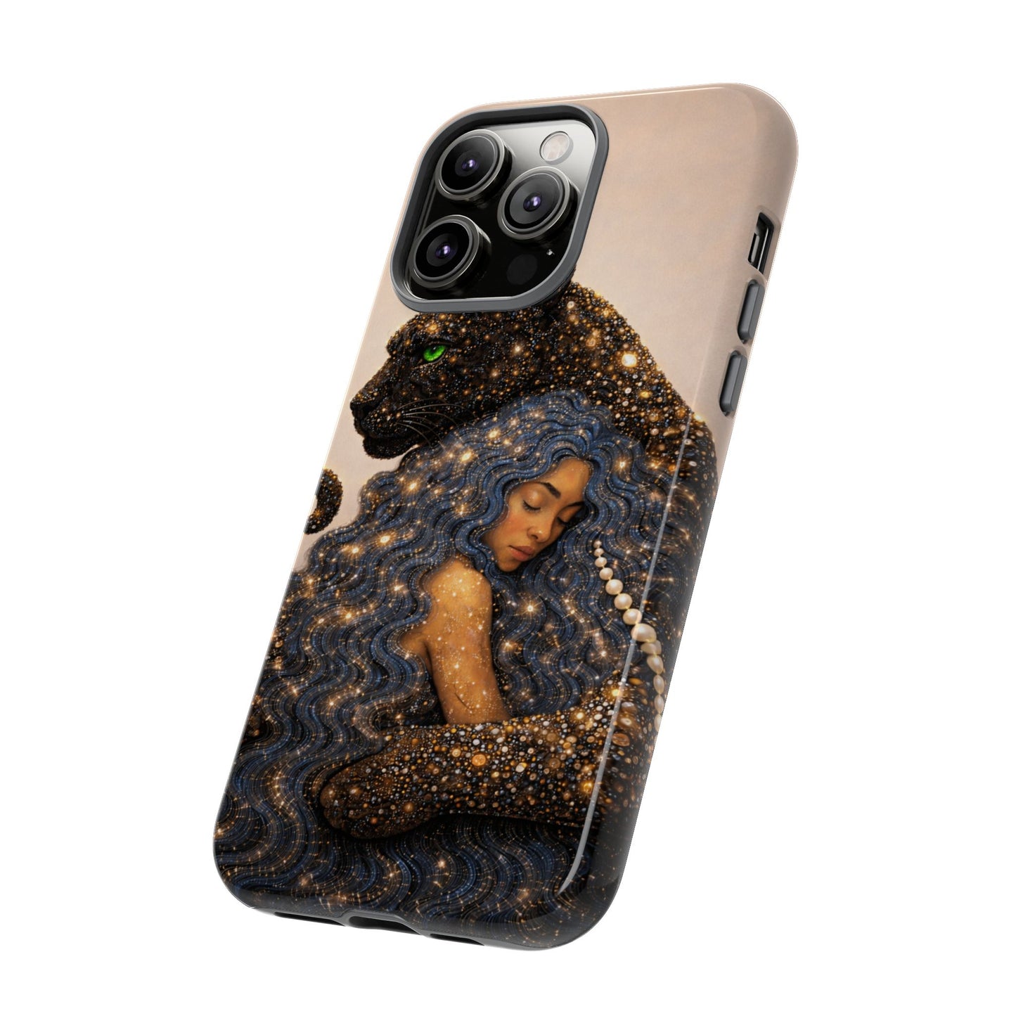 Leopard Portrait Tough Phone Case — Blue Jaguar Art Protective Cover
