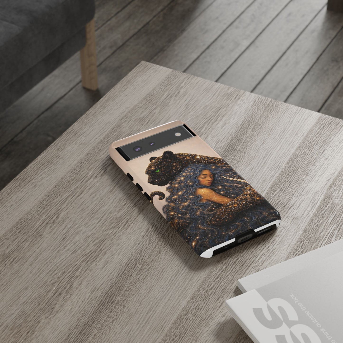 Leopard Portrait Tough Phone Case — Blue Jaguar Art Protective Cover