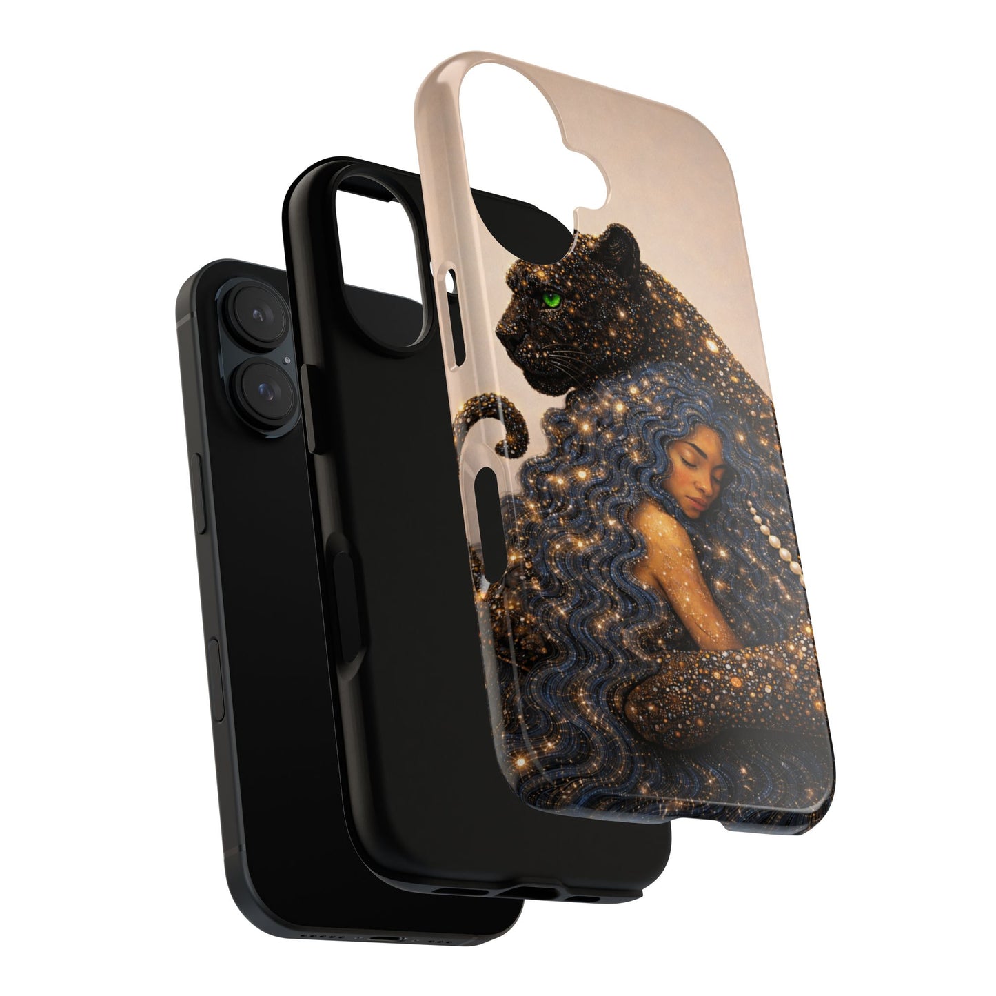 Leopard Portrait Tough Phone Case — Blue Jaguar Art Protective Cover