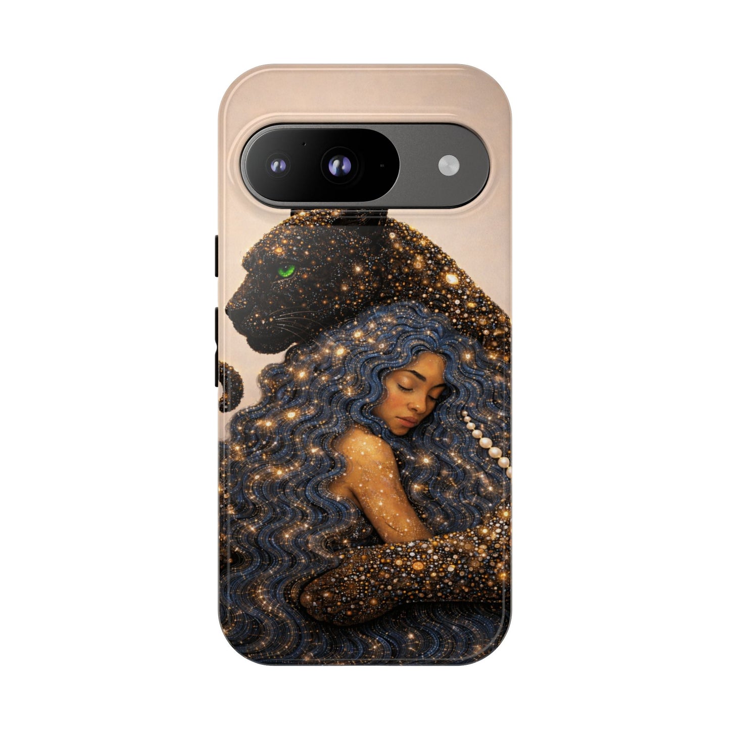 Leopard Portrait Tough Phone Case — Blue Jaguar Art Protective Cover