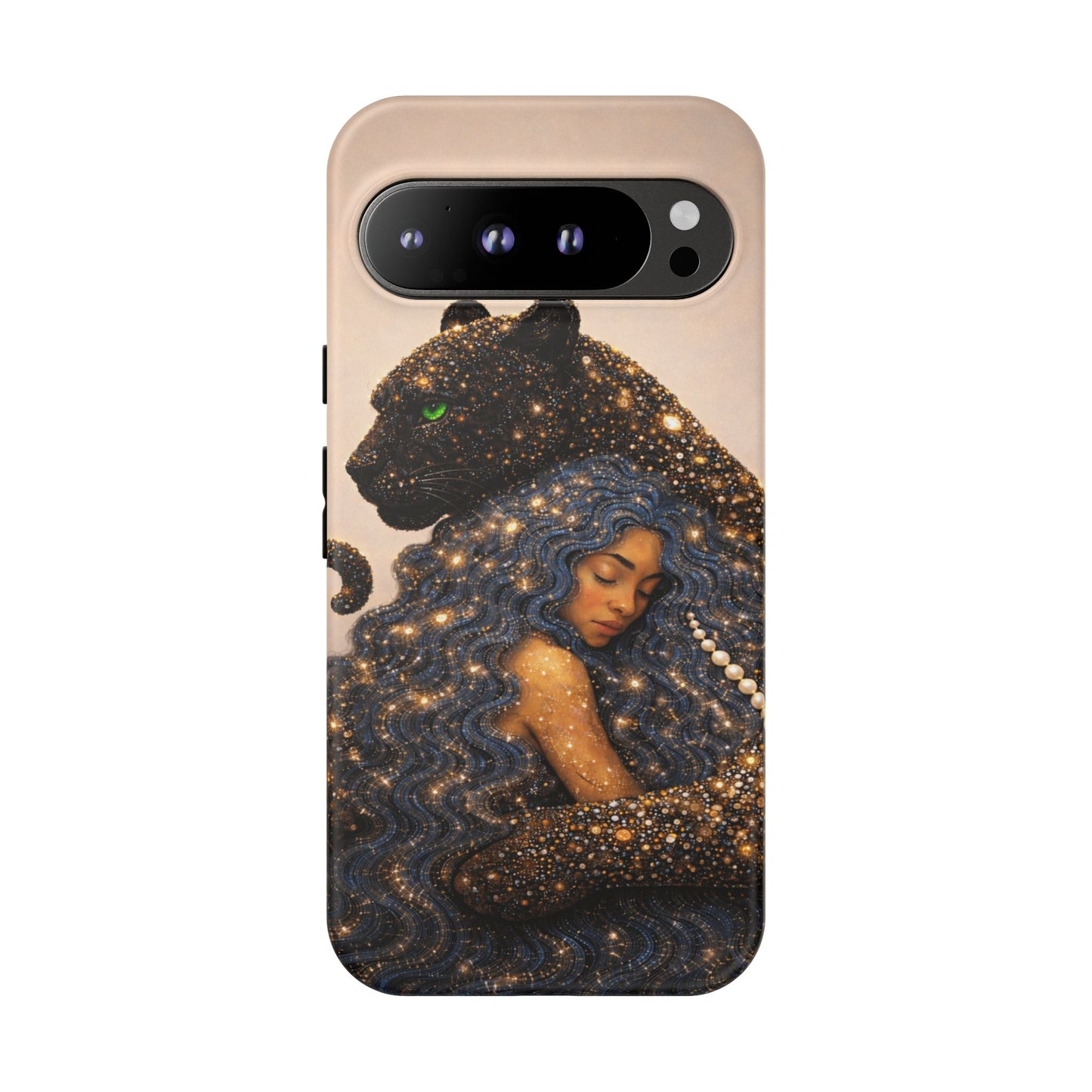 Leopard Portrait Tough Phone Case — Blue Jaguar Art Protective Cover
