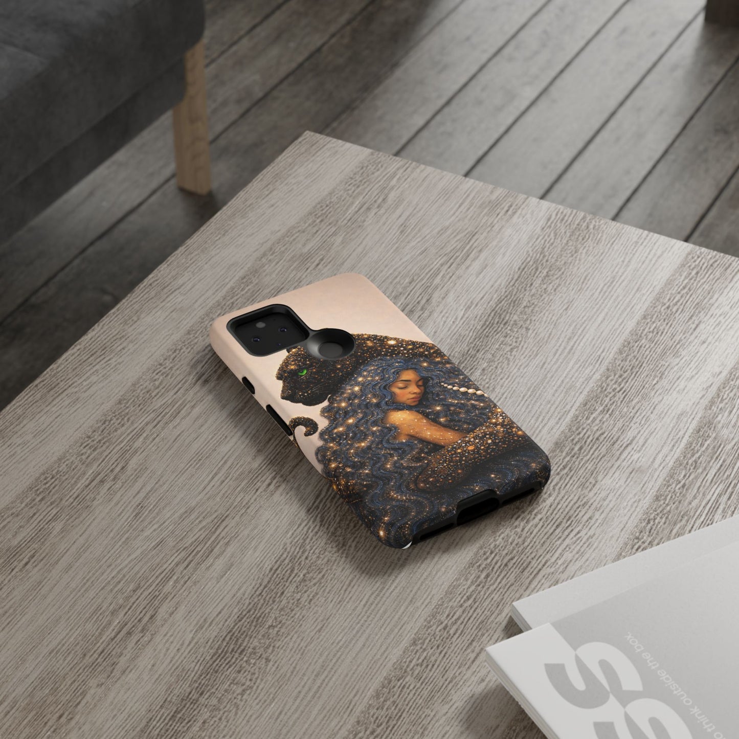 Leopard Portrait Tough Phone Case — Blue Jaguar Art Protective Cover