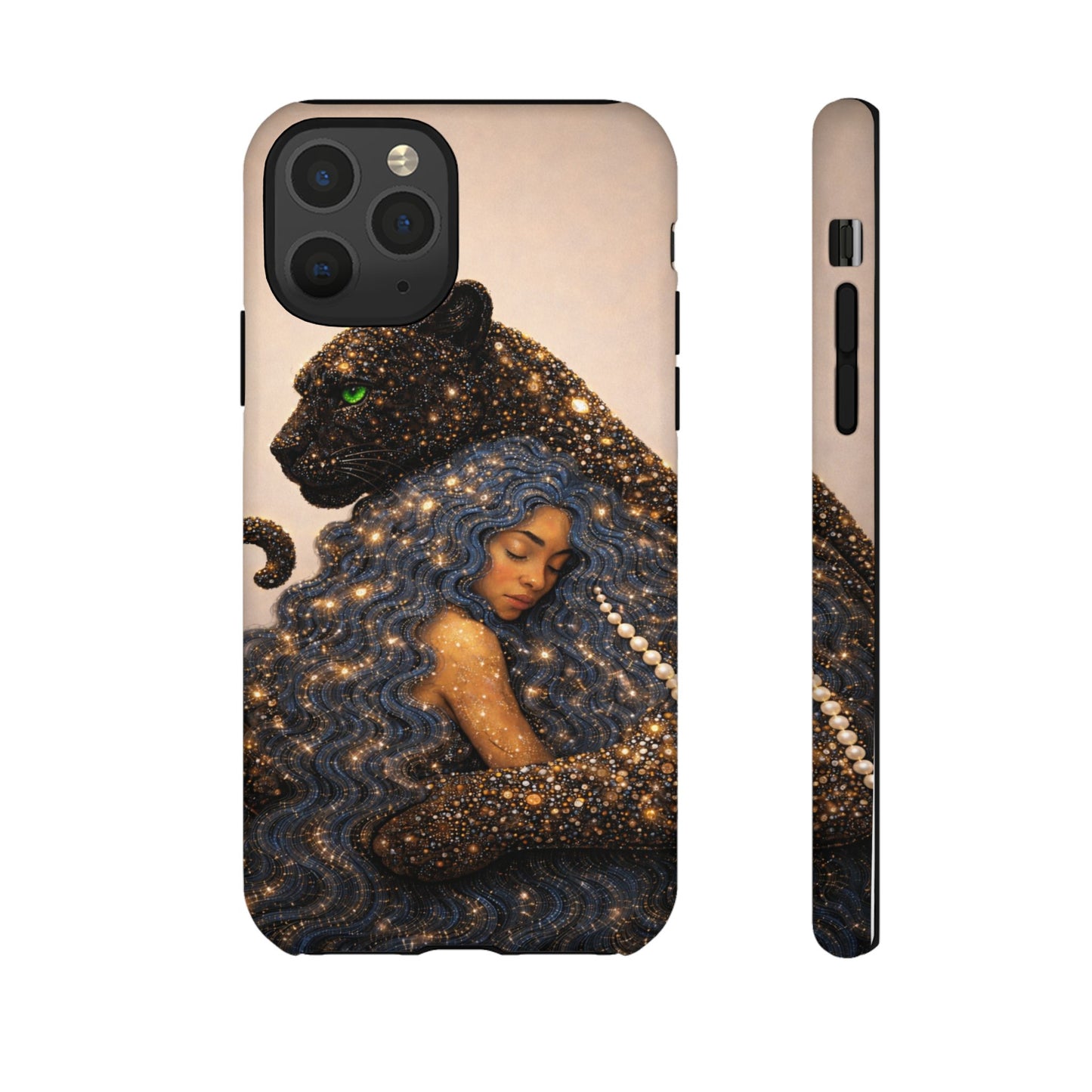 Leopard Portrait Tough Phone Case — Blue Jaguar Art Protective Cover