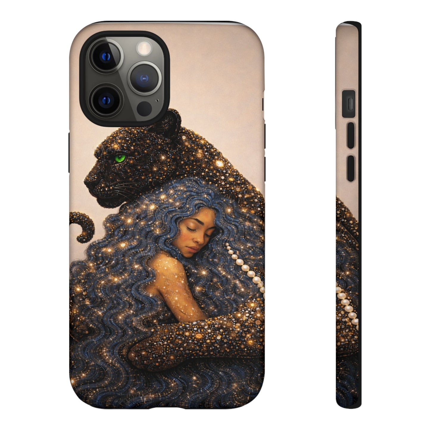 Leopard Portrait Tough Phone Case — Blue Jaguar Art Protective Cover