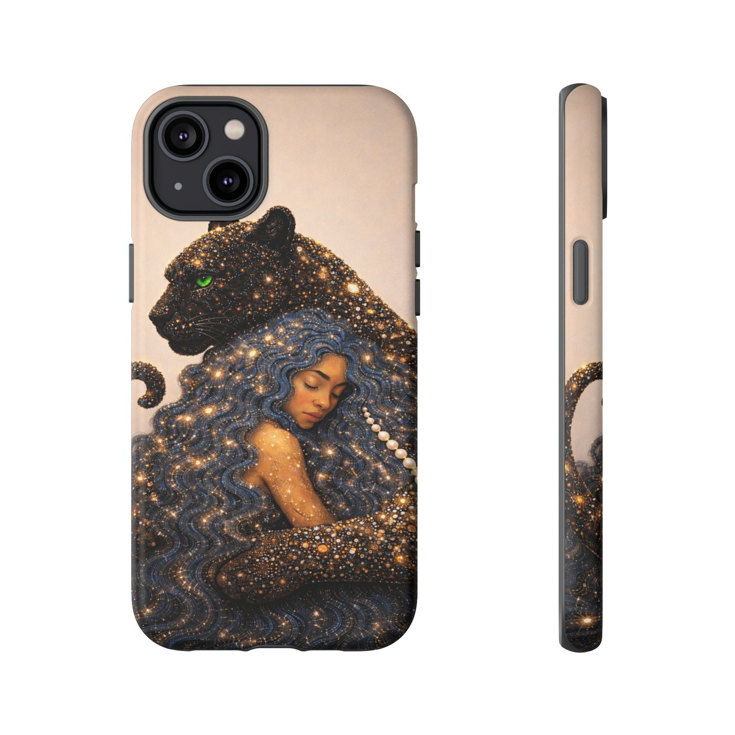 Leopard Portrait Tough Phone Case — Blue Jaguar Art Protective Cover