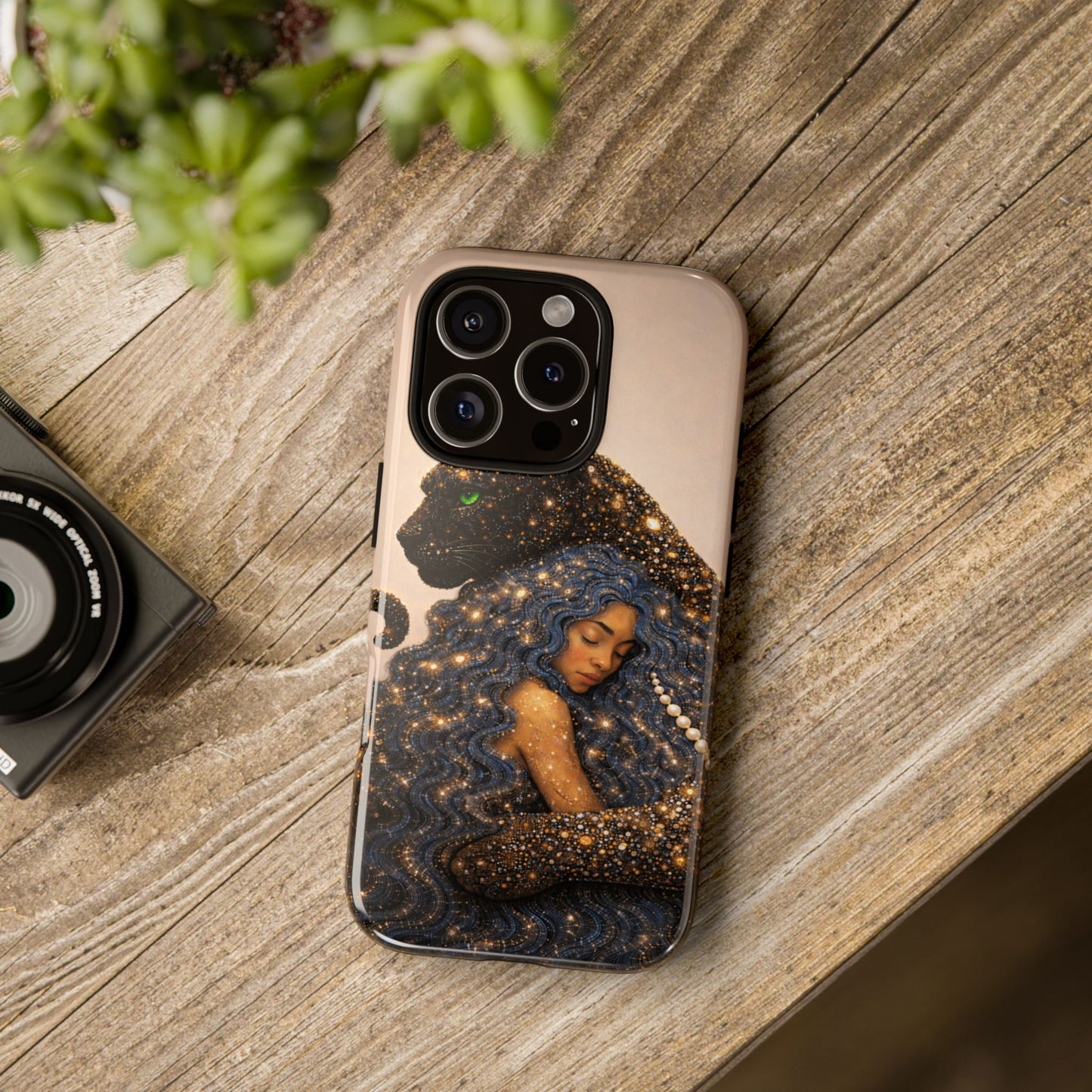 Leopard Portrait Tough Phone Case — Blue Jaguar Art Protective Cover