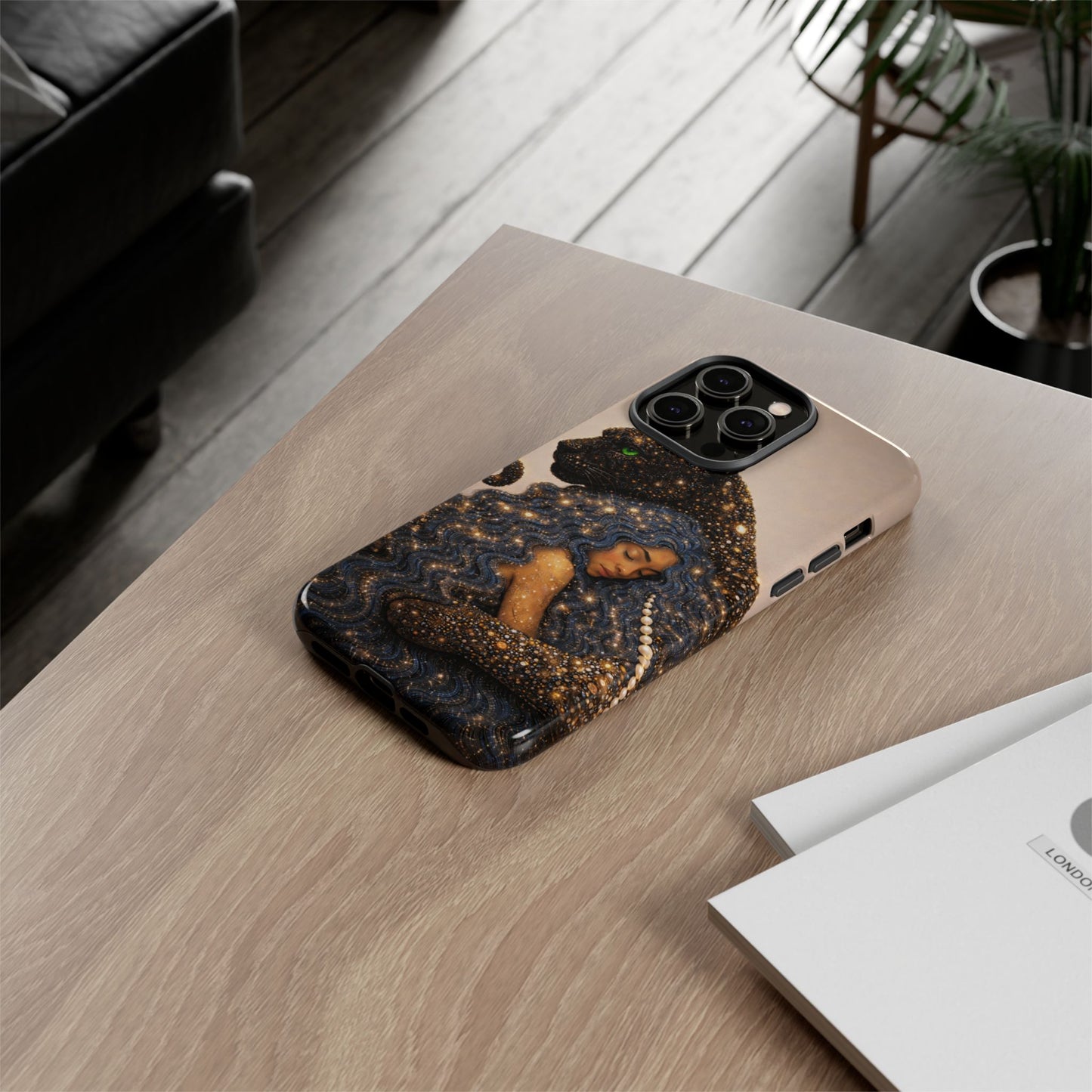 Leopard Portrait Tough Phone Case — Blue Jaguar Art Protective Cover