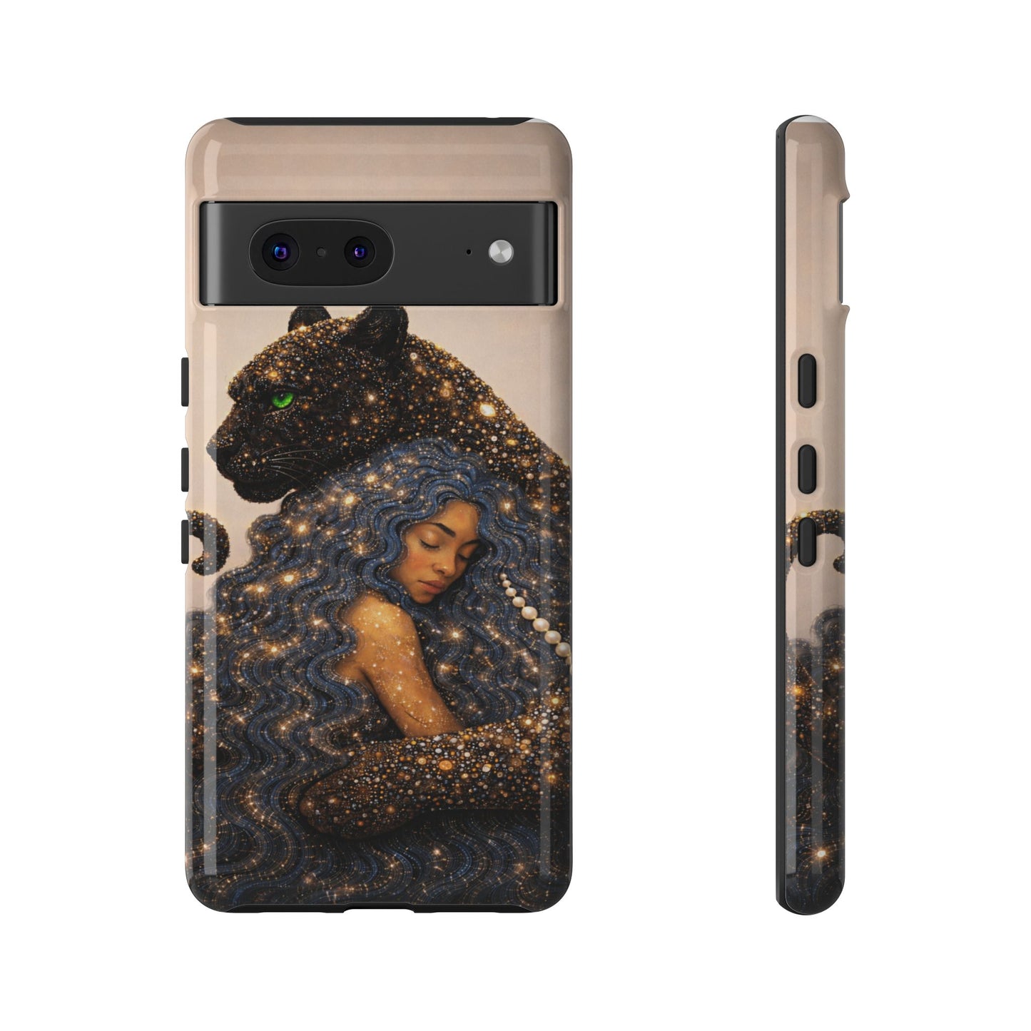 Leopard Portrait Tough Phone Case — Blue Jaguar Art Protective Cover
