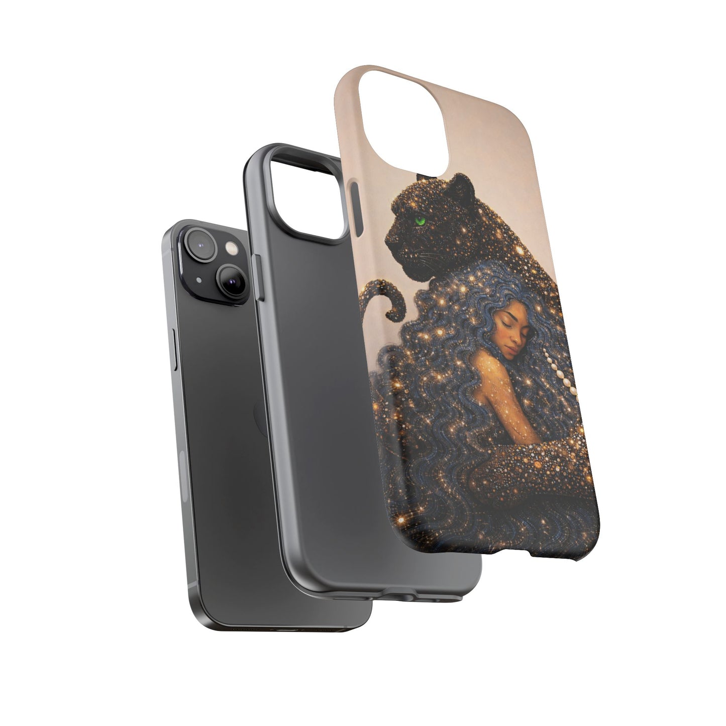 Leopard Portrait Tough Phone Case — Blue Jaguar Art Protective Cover