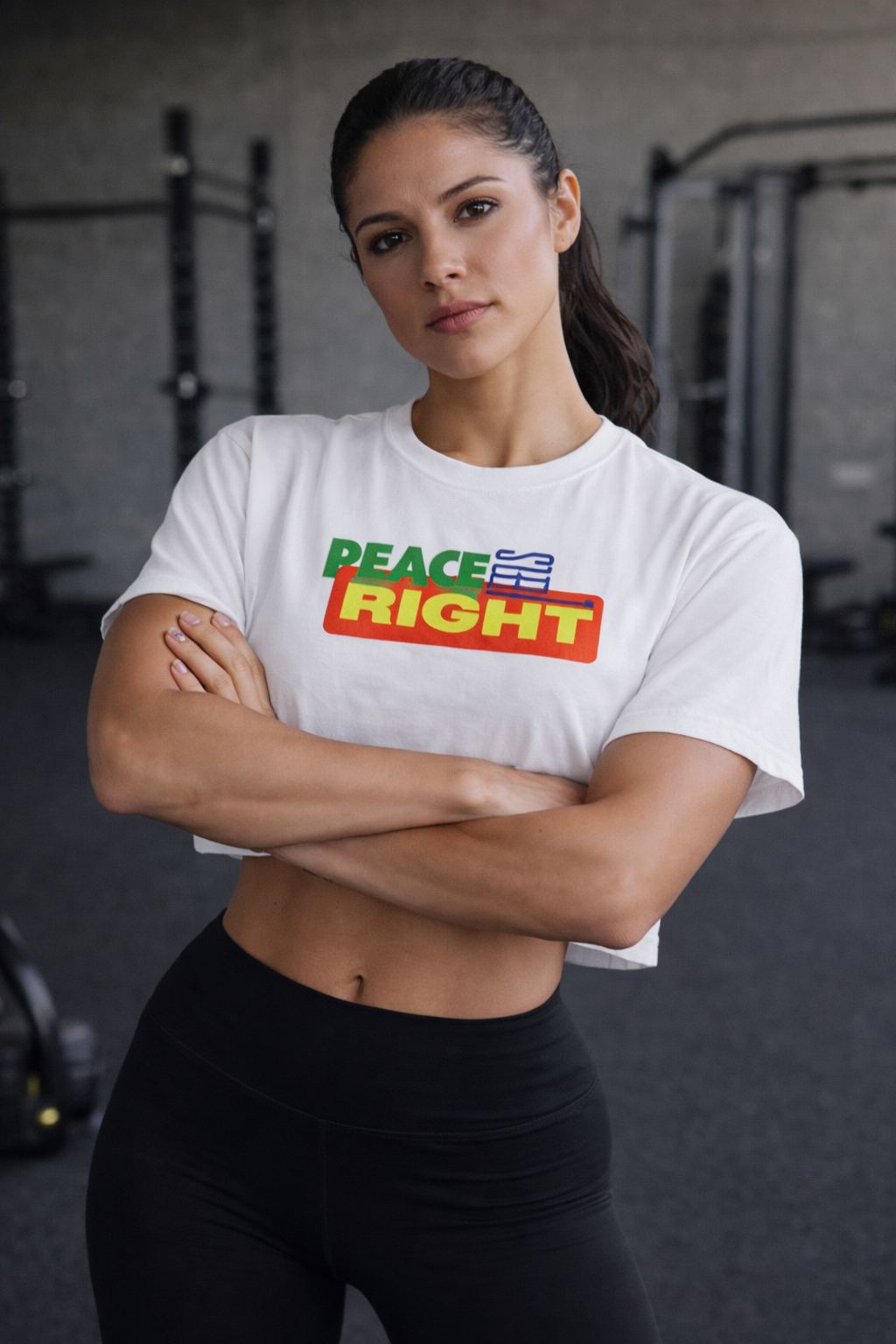 Peace Is Right Women's Boxy Tee — Retro Rainbow Graphic Crop T‑Shirt