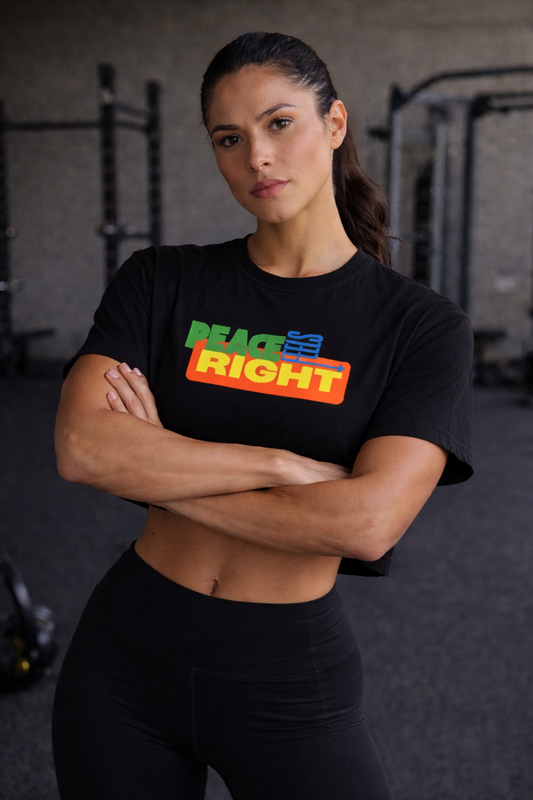 Peace Is Right Women's Boxy Tee — Retro Rainbow Graphic Crop T‑Shirt