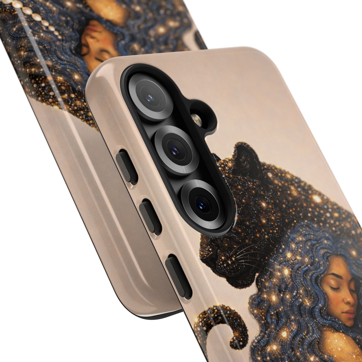 Leopard Portrait Tough Phone Case — Blue Jaguar Art Protective Cover