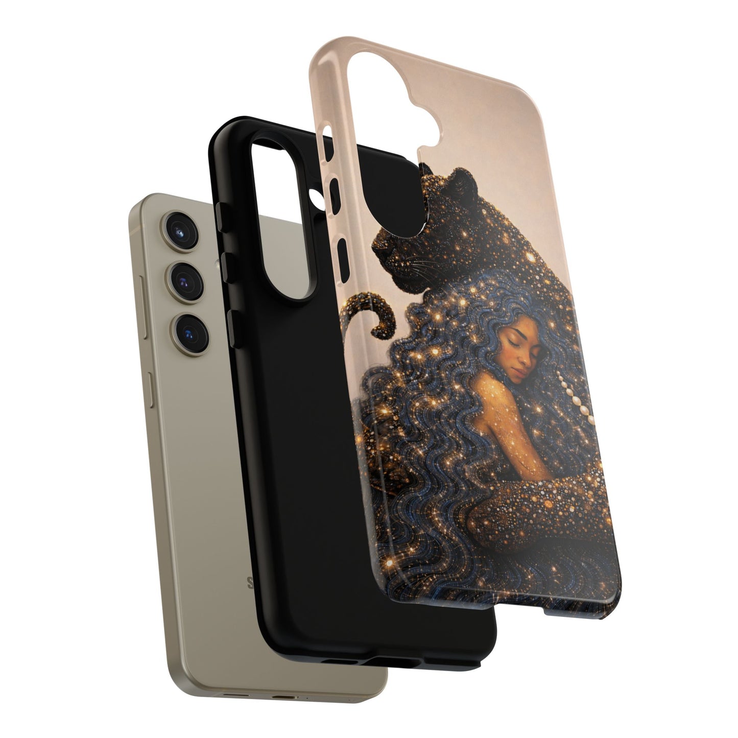 Leopard Portrait Tough Phone Case — Blue Jaguar Art Protective Cover
