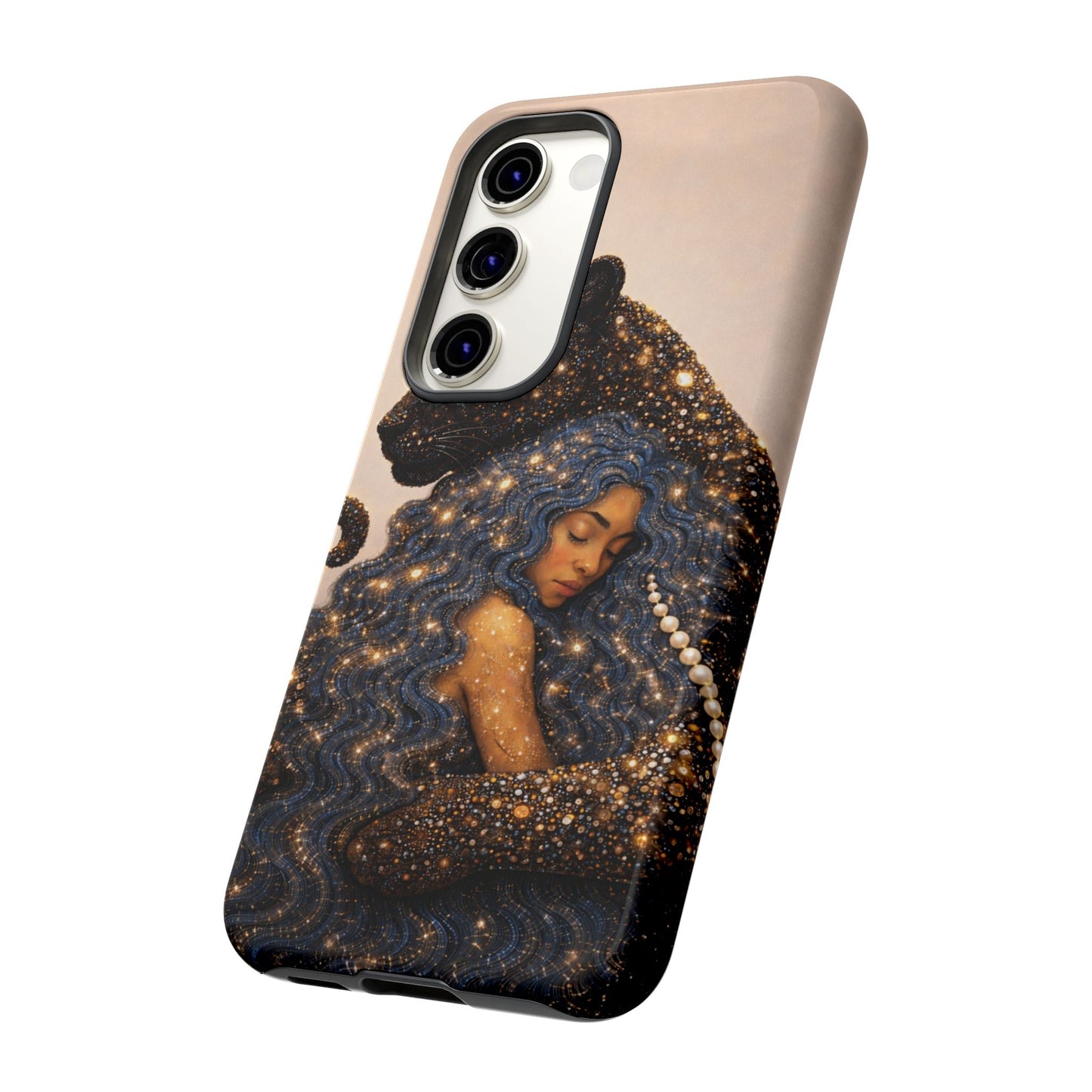 Leopard Portrait Tough Phone Case — Blue Jaguar Art Protective Cover