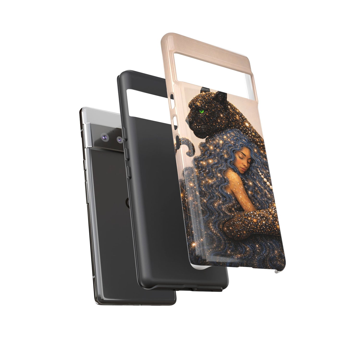 Leopard Portrait Tough Phone Case — Blue Jaguar Art Protective Cover