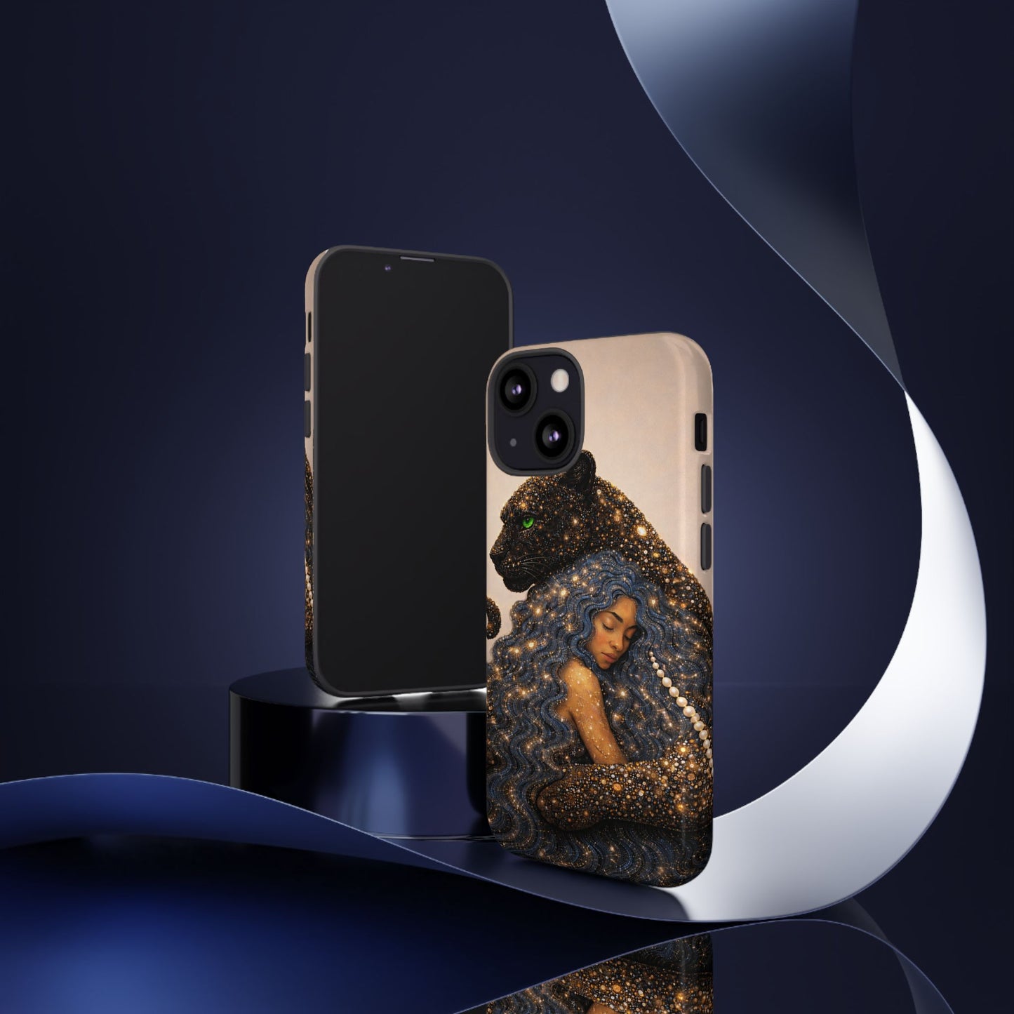 Leopard Portrait Tough Phone Case — Blue Jaguar Art Protective Cover