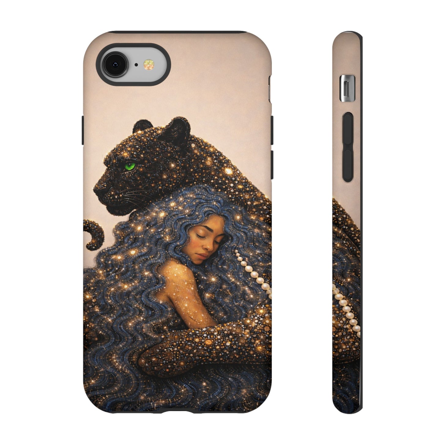 Leopard Portrait Tough Phone Case — Blue Jaguar Art Protective Cover