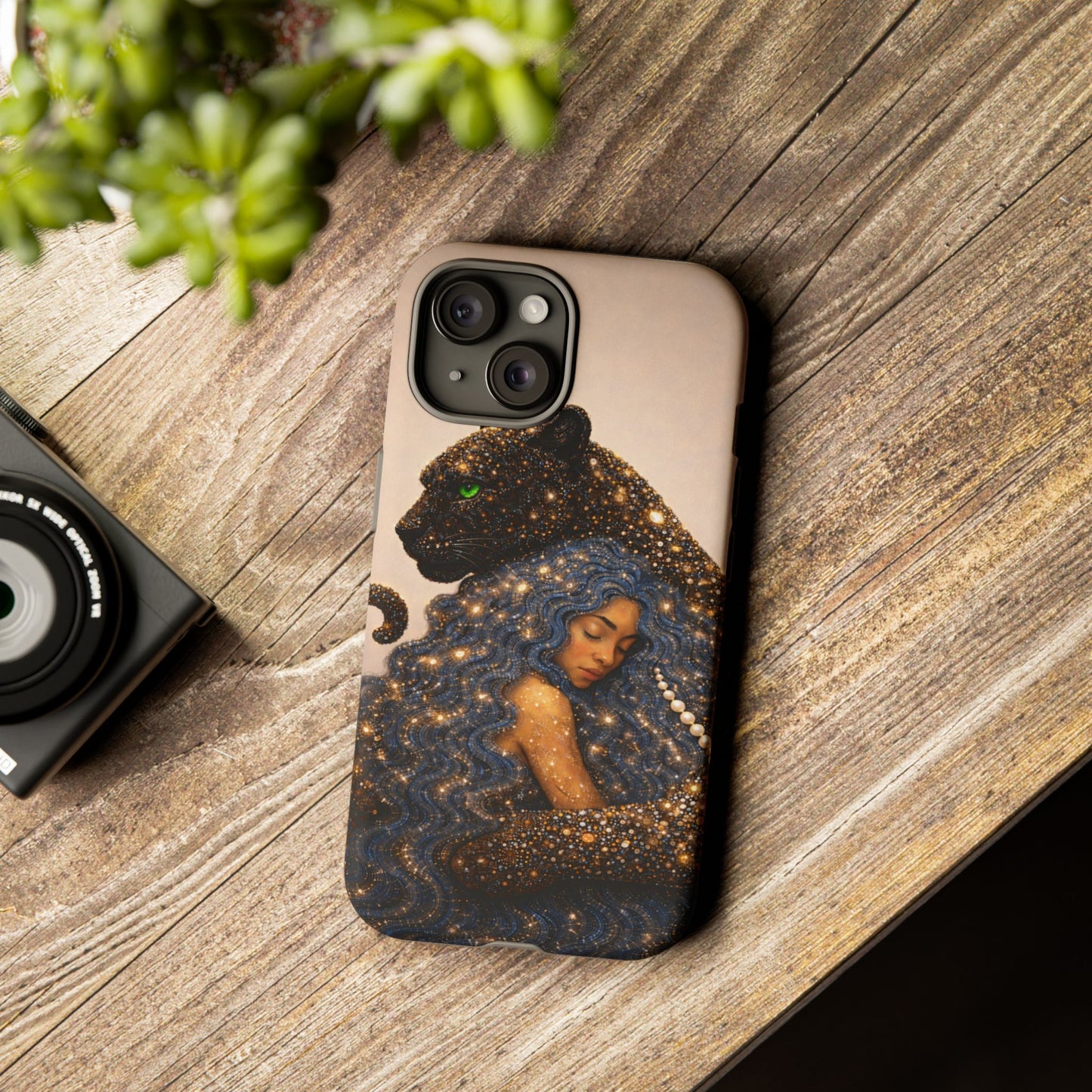 Leopard Portrait Tough Phone Case — Blue Jaguar Art Protective Cover