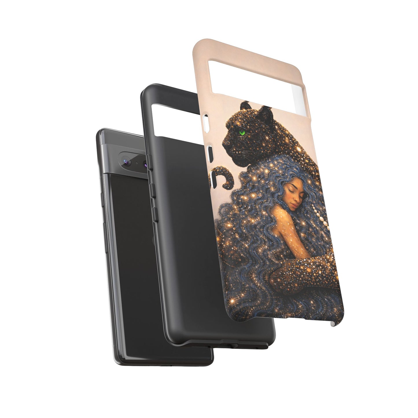 Leopard Portrait Tough Phone Case — Blue Jaguar Art Protective Cover