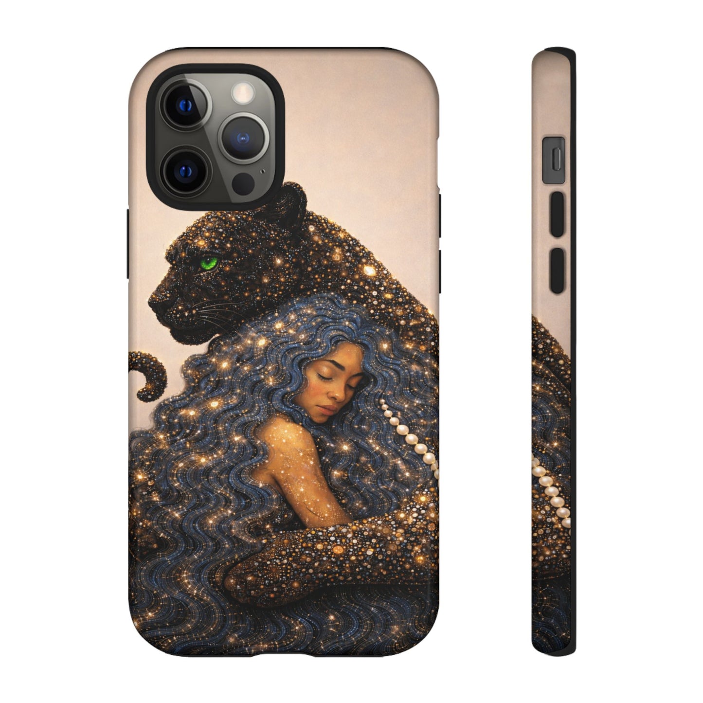 Leopard Portrait Tough Phone Case — Blue Jaguar Art Protective Cover