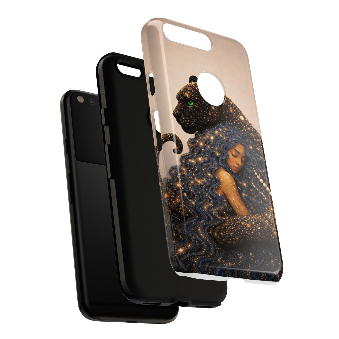 Leopard Portrait Tough Phone Case — Blue Jaguar Art Protective Cover