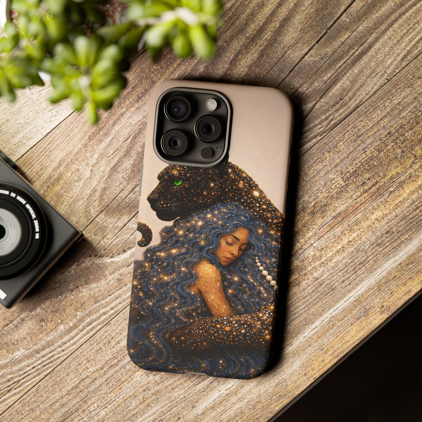 Leopard Portrait Tough Phone Case — Blue Jaguar Art Protective Cover