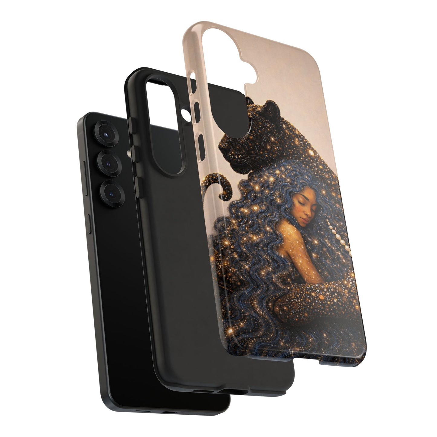Leopard Portrait Tough Phone Case — Blue Jaguar Art Protective Cover