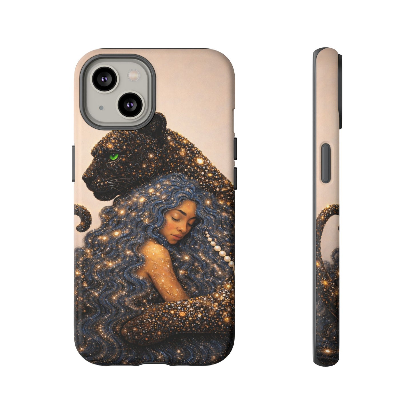 Leopard Portrait Tough Phone Case — Blue Jaguar Art Protective Cover