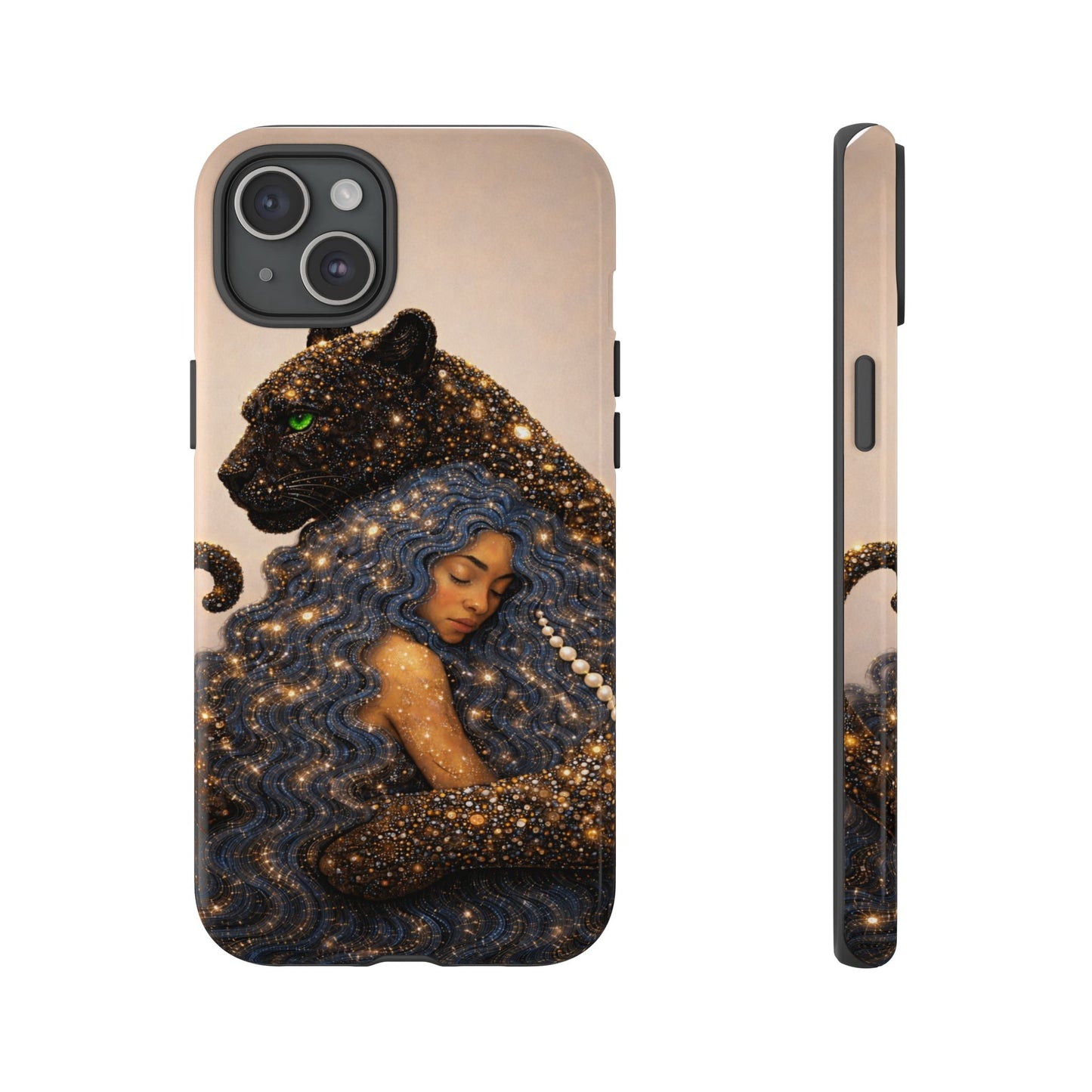 Leopard Portrait Tough Phone Case — Blue Jaguar Art Protective Cover