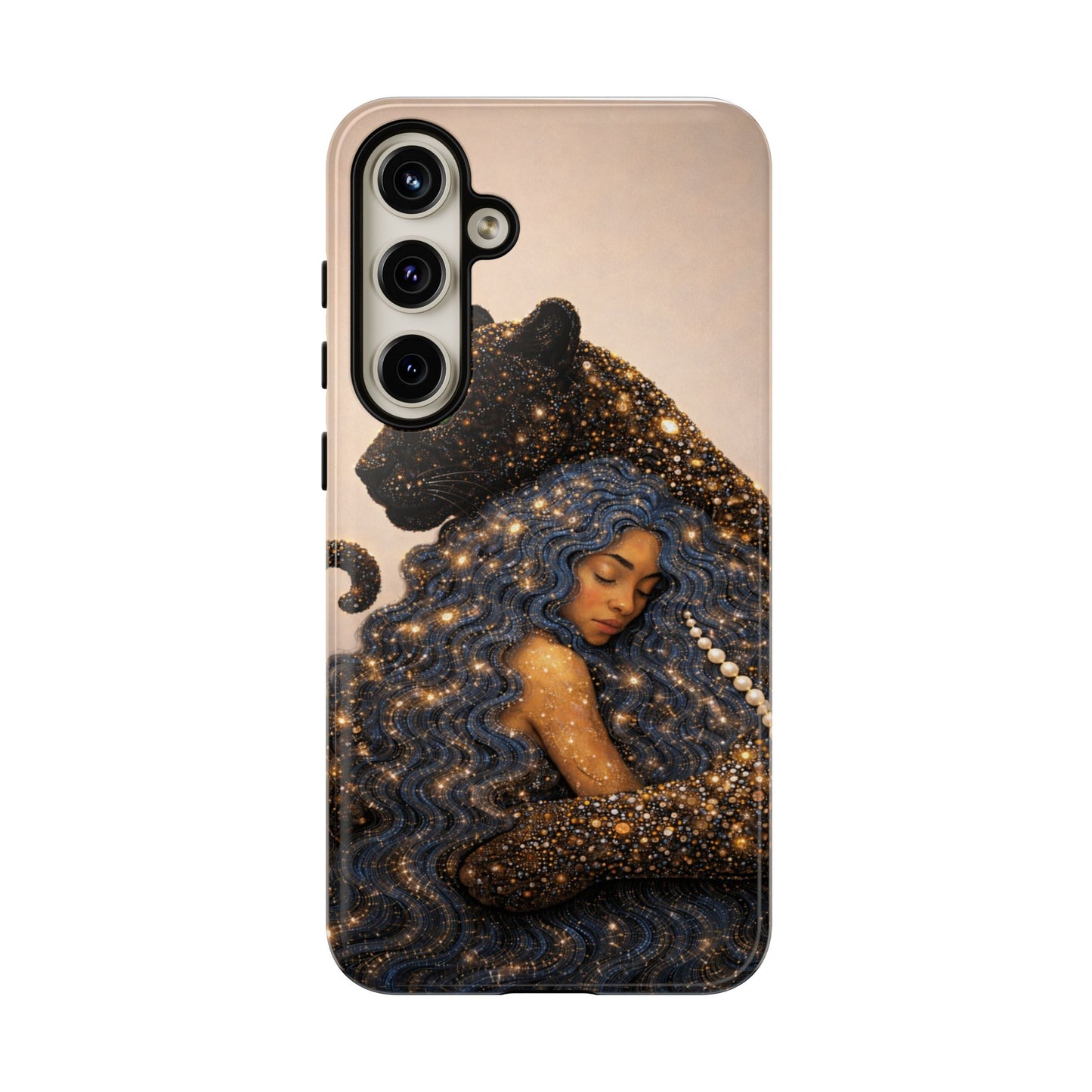 Leopard Portrait Tough Phone Case — Blue Jaguar Art Protective Cover