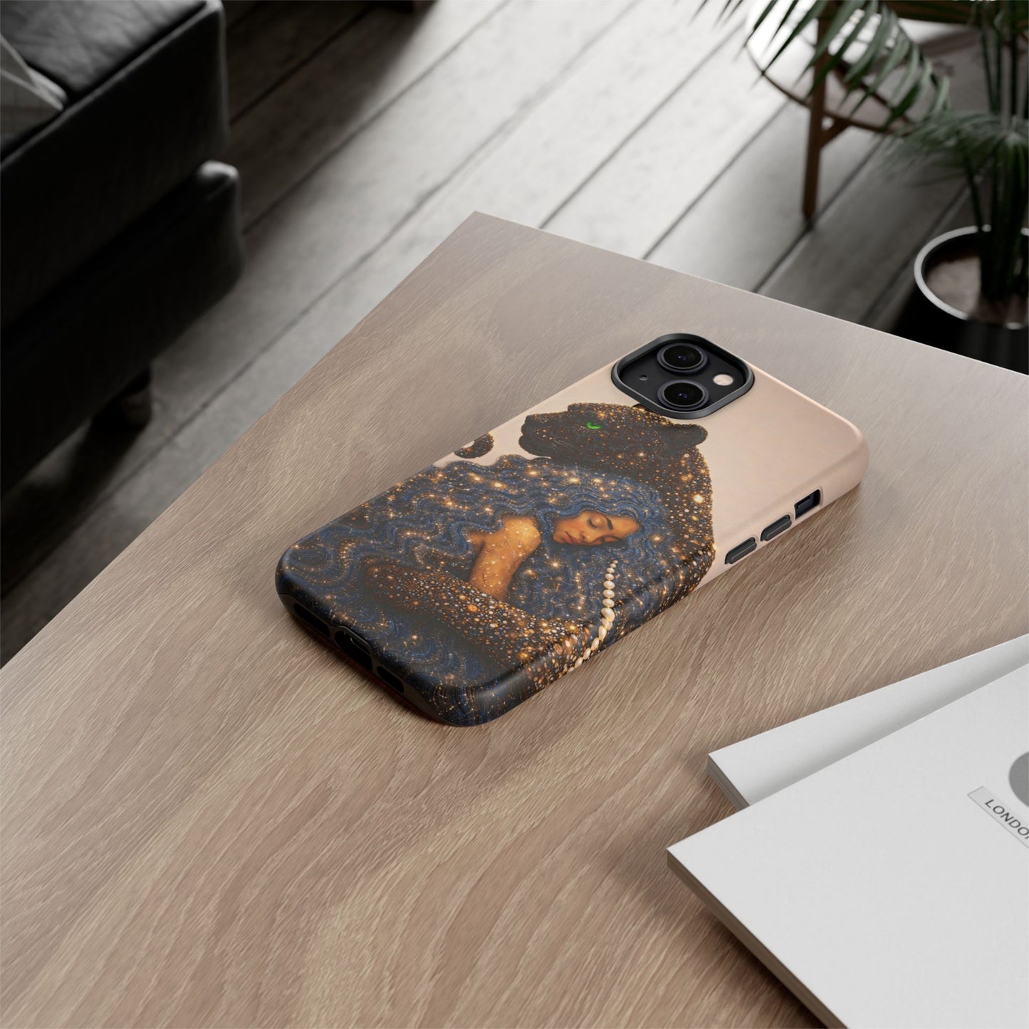Leopard Portrait Tough Phone Case — Blue Jaguar Art Protective Cover