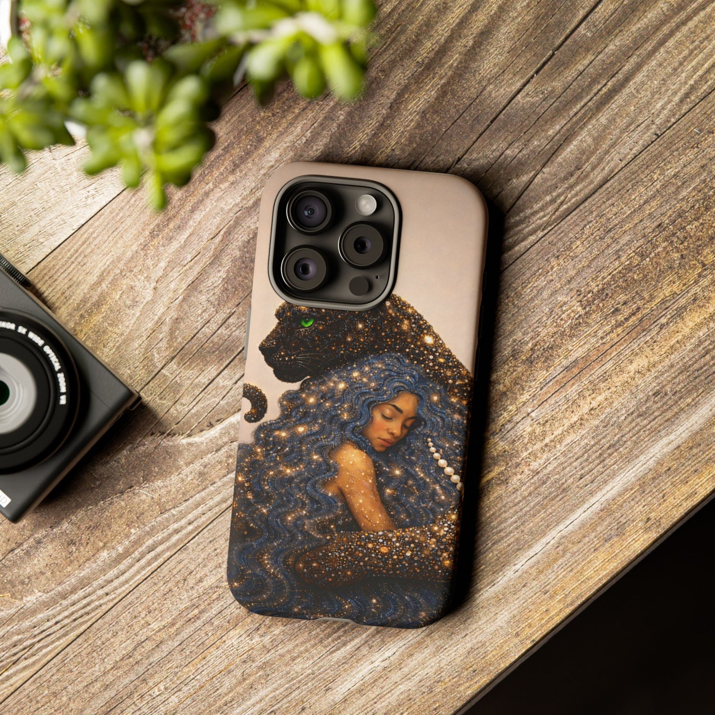 Leopard Portrait Tough Phone Case — Blue Jaguar Art Protective Cover
