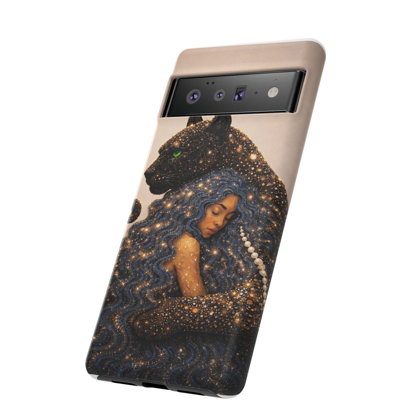 Leopard Portrait Tough Phone Case — Blue Jaguar Art Protective Cover