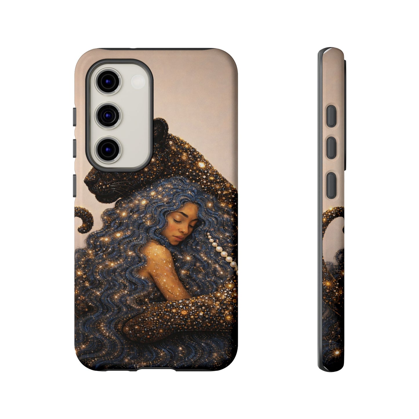 Leopard Portrait Tough Phone Case — Blue Jaguar Art Protective Cover